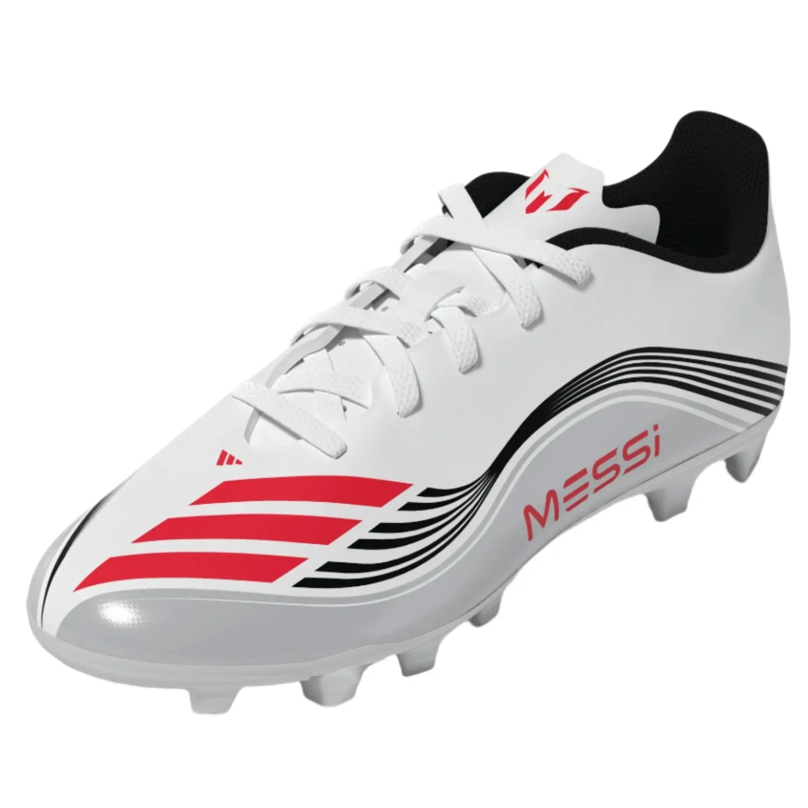 adidas Youth F50 Messi Club FG/MG Junior Soccer Cleats (White/Lucid Red/Silver Metallic) Training days