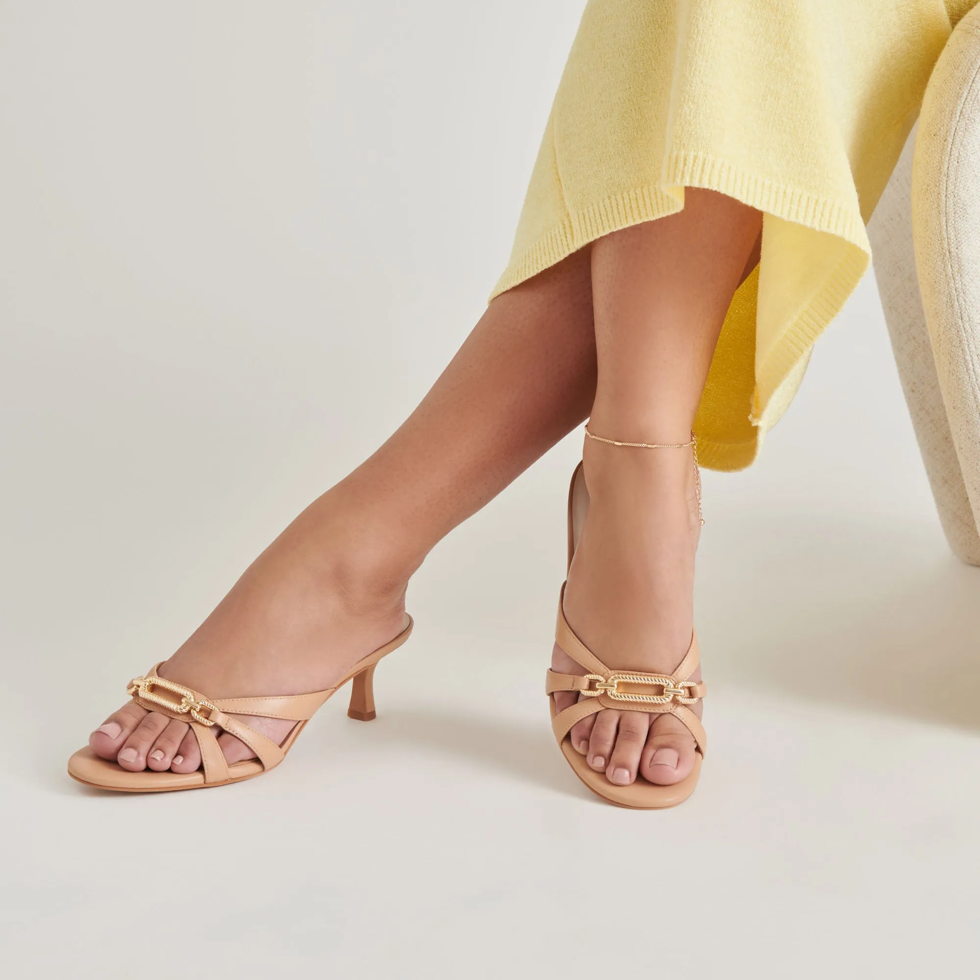 Eco-Friendly Footwear LERAH HEELS CAFE EMBOSSED LEATHER