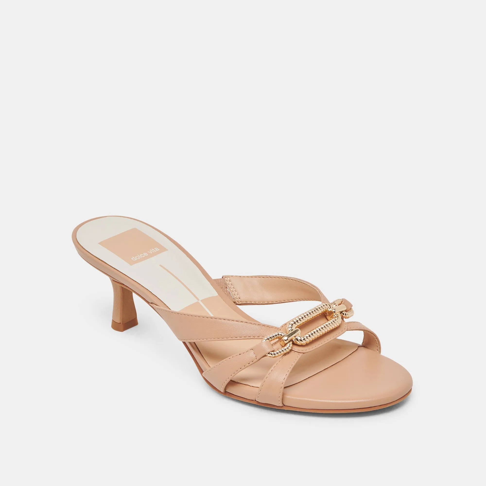 LERAH HEELS CAFE EMBOSSED LEATHER Stable Fit PU midsole
