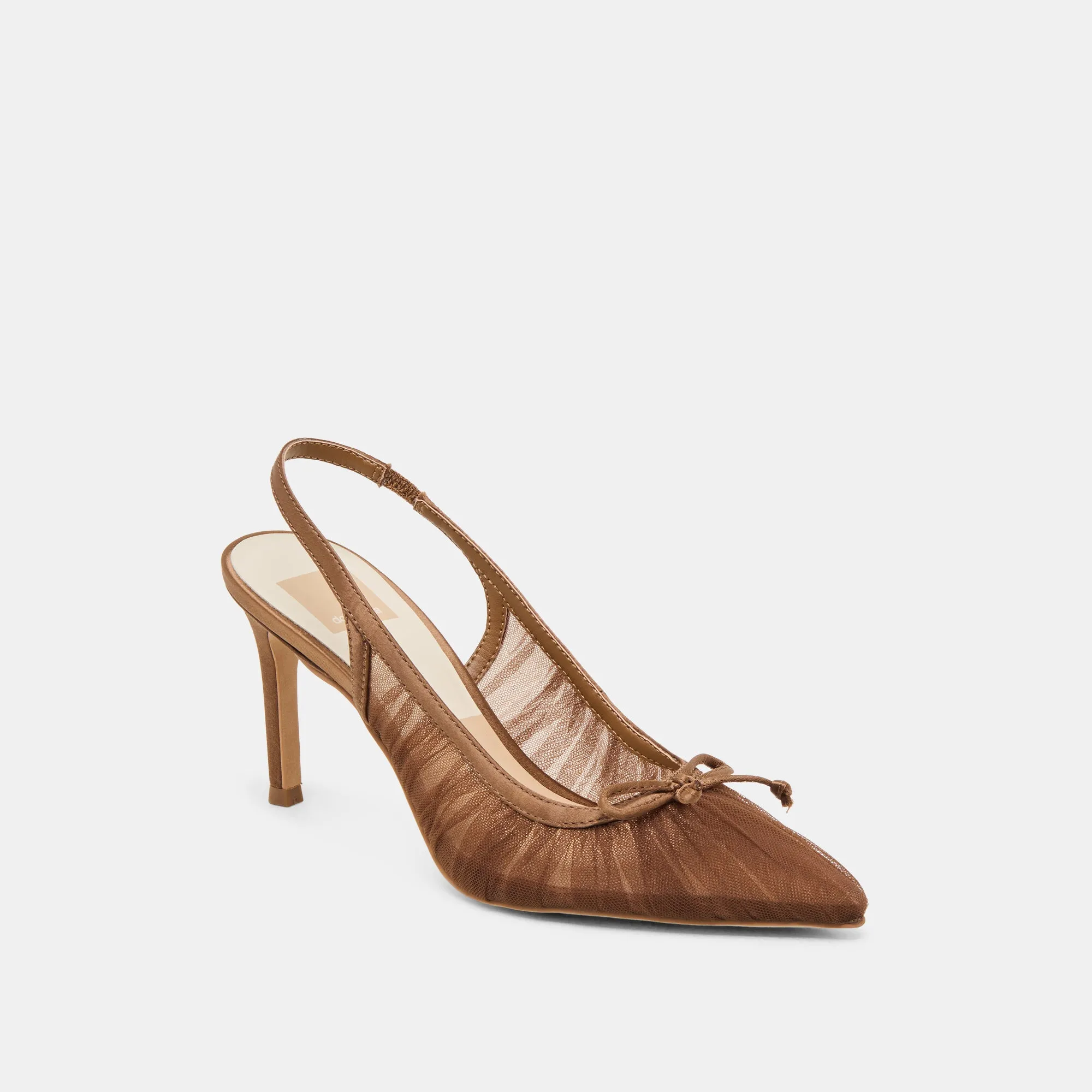 Leather Upper Abrasion resistant YELA HEELS MID BROWN TULLE