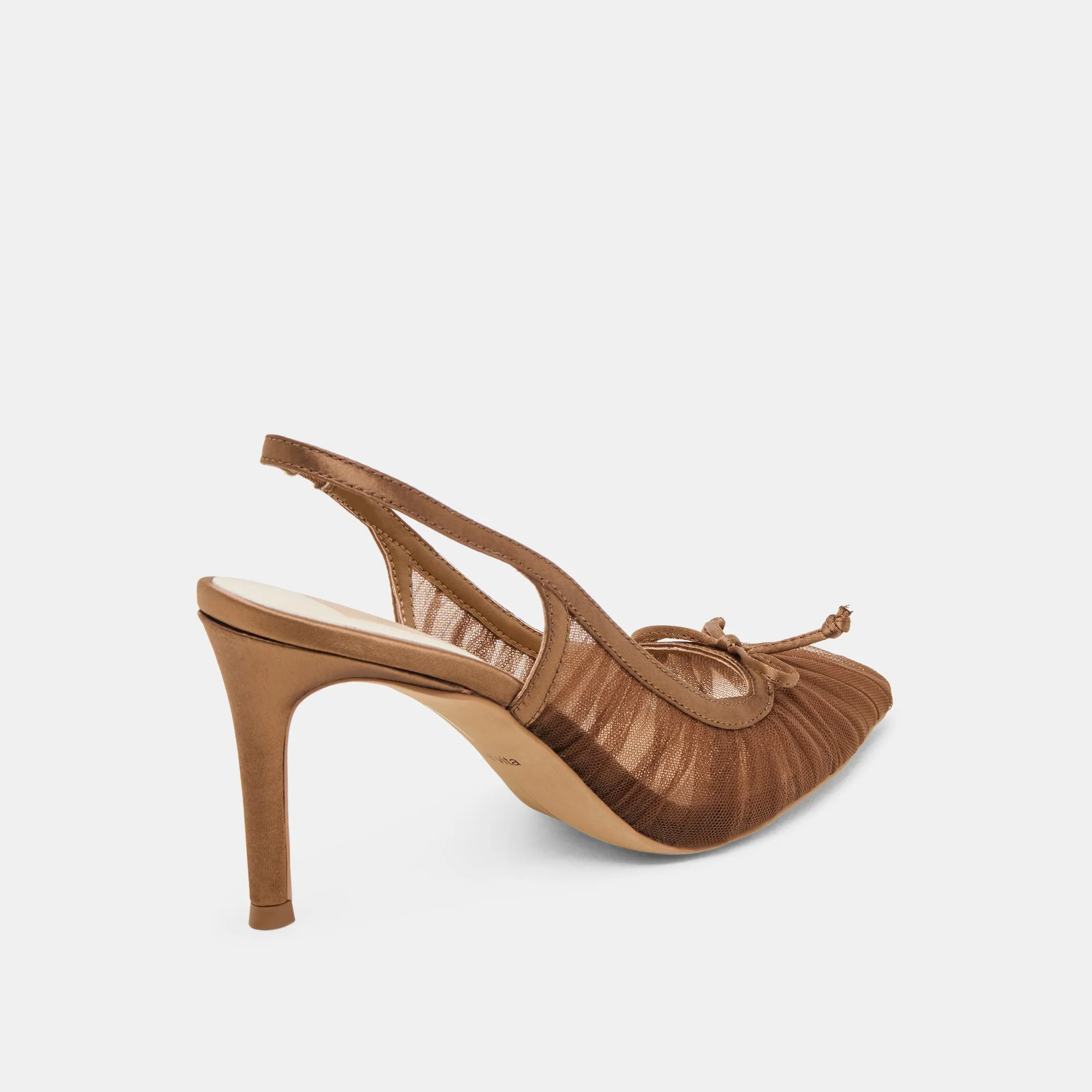 YELA HEELS MID BROWN TULLE Soft Cushion Heels
