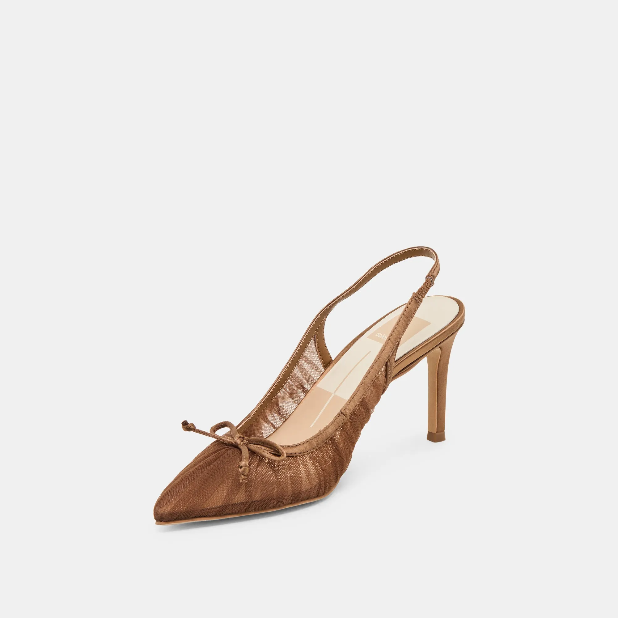 Summer Heels for Women Mid Top Style YELA HEELS MID BROWN TULLE