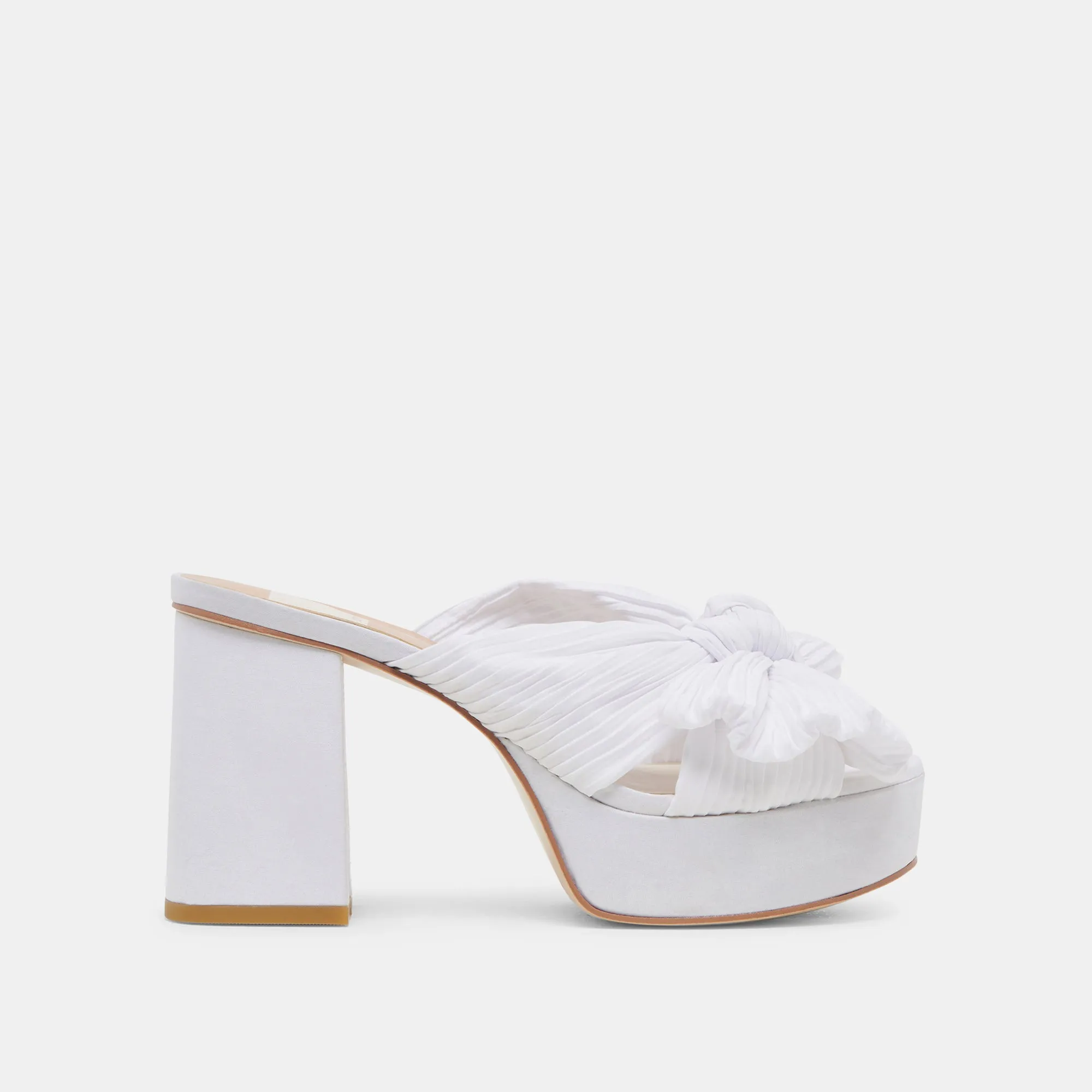 BLARE HEELS WHITE SATIN Open Toe Pumps