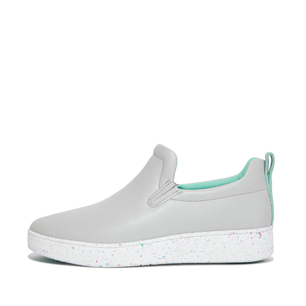 Cushioned Footbed FitFlop RALLY Speckle-Sole Leather Slip-On Trainers