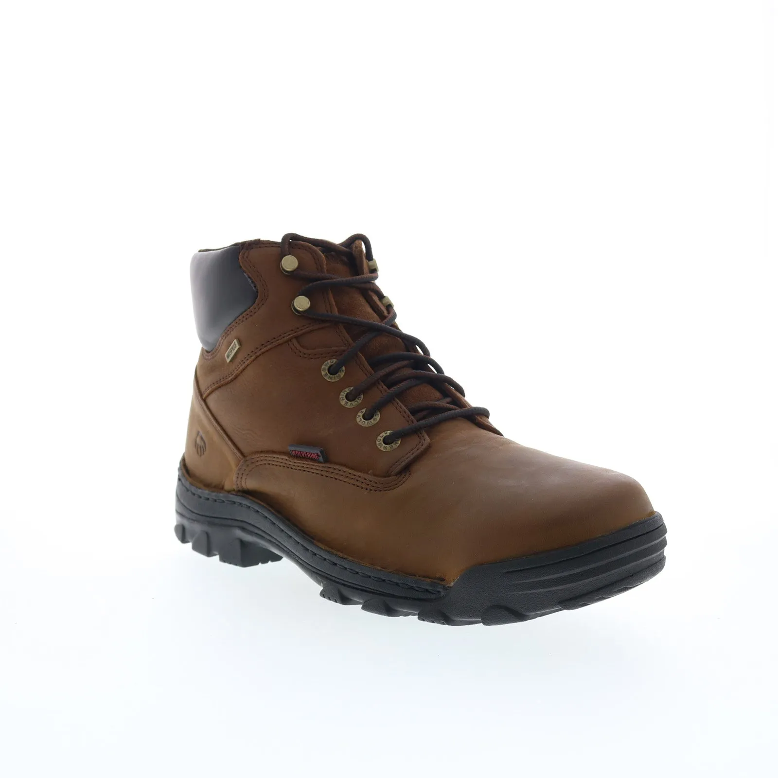 Secure Closure Wolverine Durbin 6" Waterproof W05484 Mens Brown Leather Lace Up Work Boots