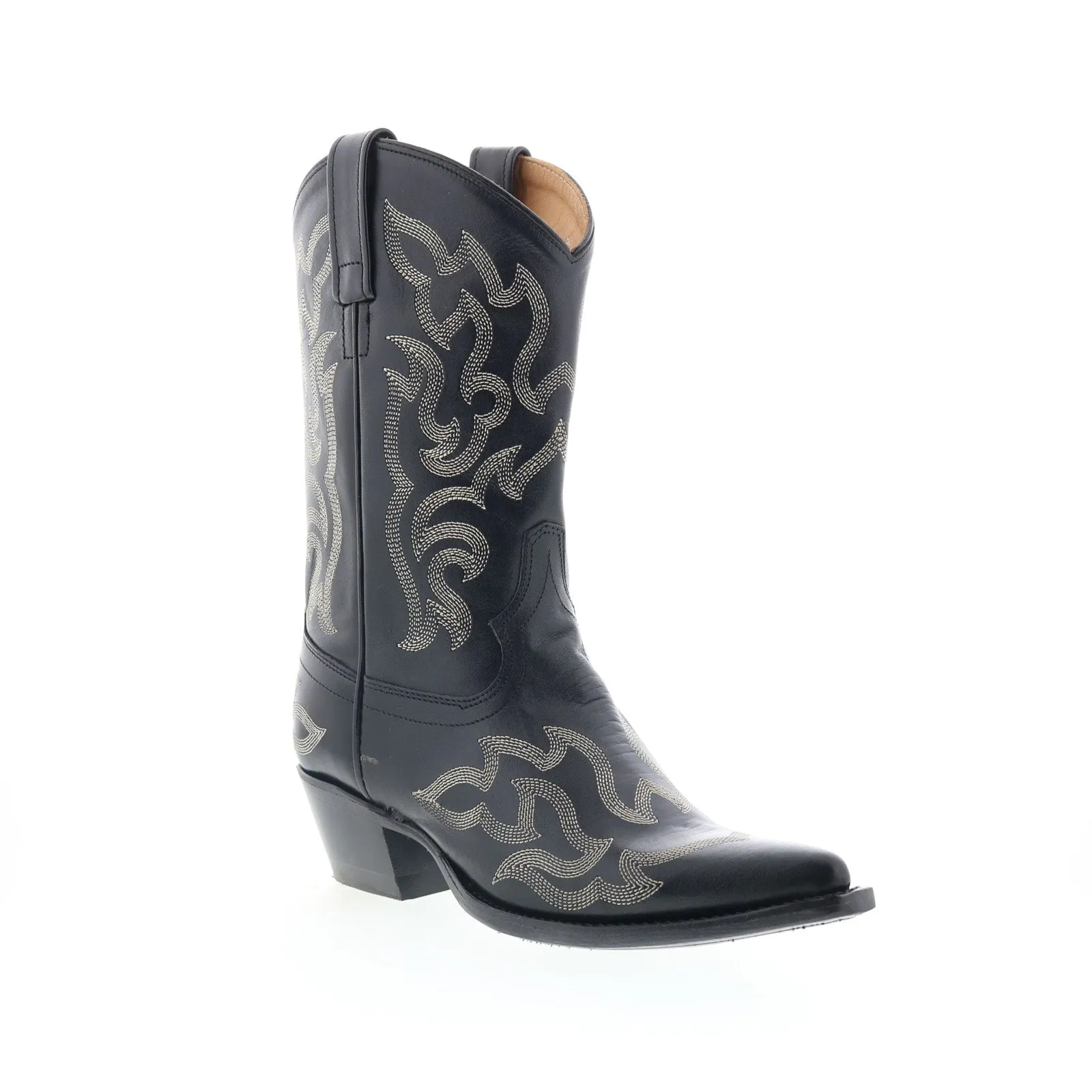 Construction Ready Trail grip Jama Old West 18052 Womens Black Leather Slip On Cowboy Western Boots