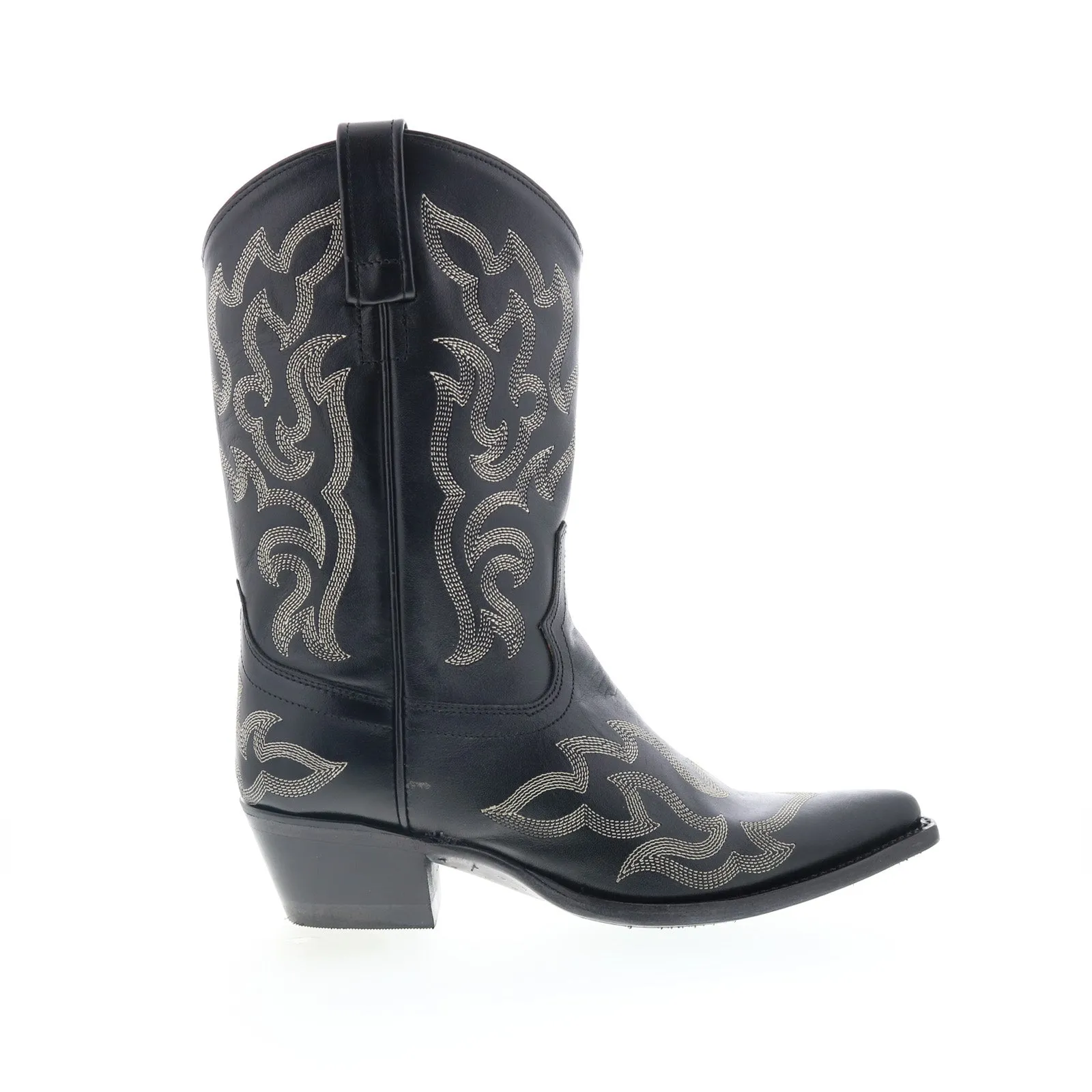 Jama Old West 18052 Womens Black Leather Slip On Cowboy Western Boots All Function