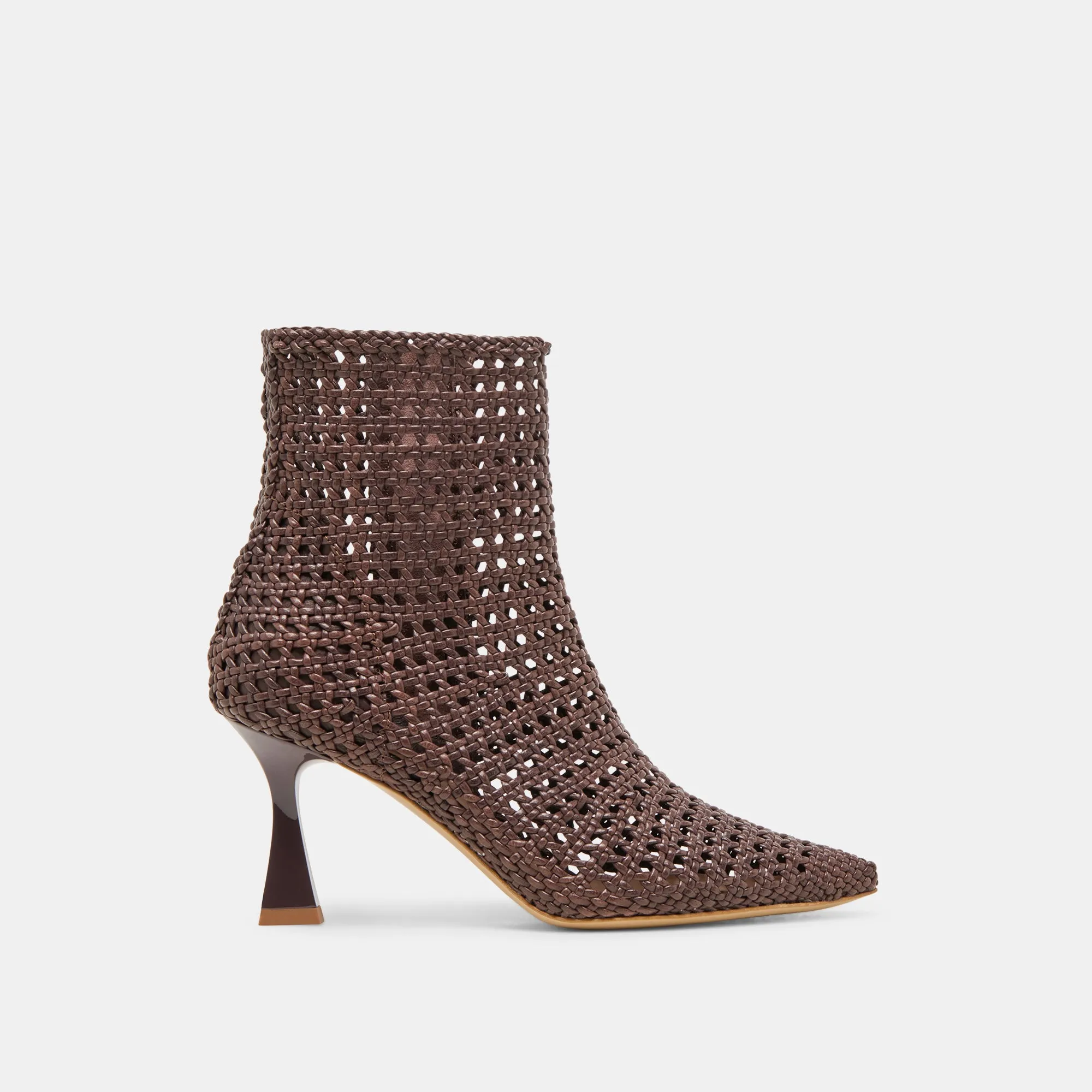 Sturdy Construction LONNI BOOTIES DK BROWN WOVEN LEATHER