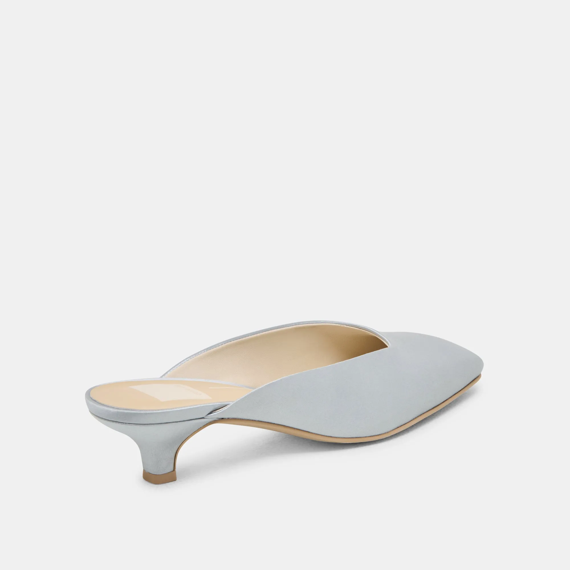 UMARA HEELS LIGHT BLUE SATIN Soft Cushion Heels Crystal Heels