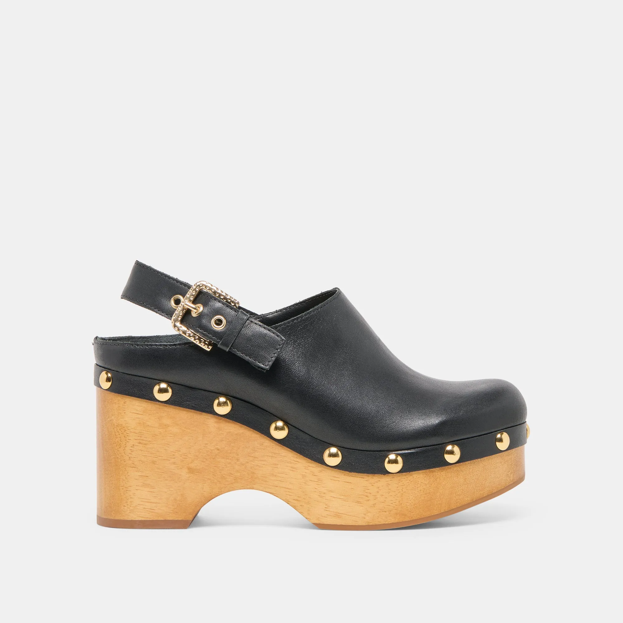 Seasonal High Heels Removable insole ADELAN CLOGS BLACK LEATHER