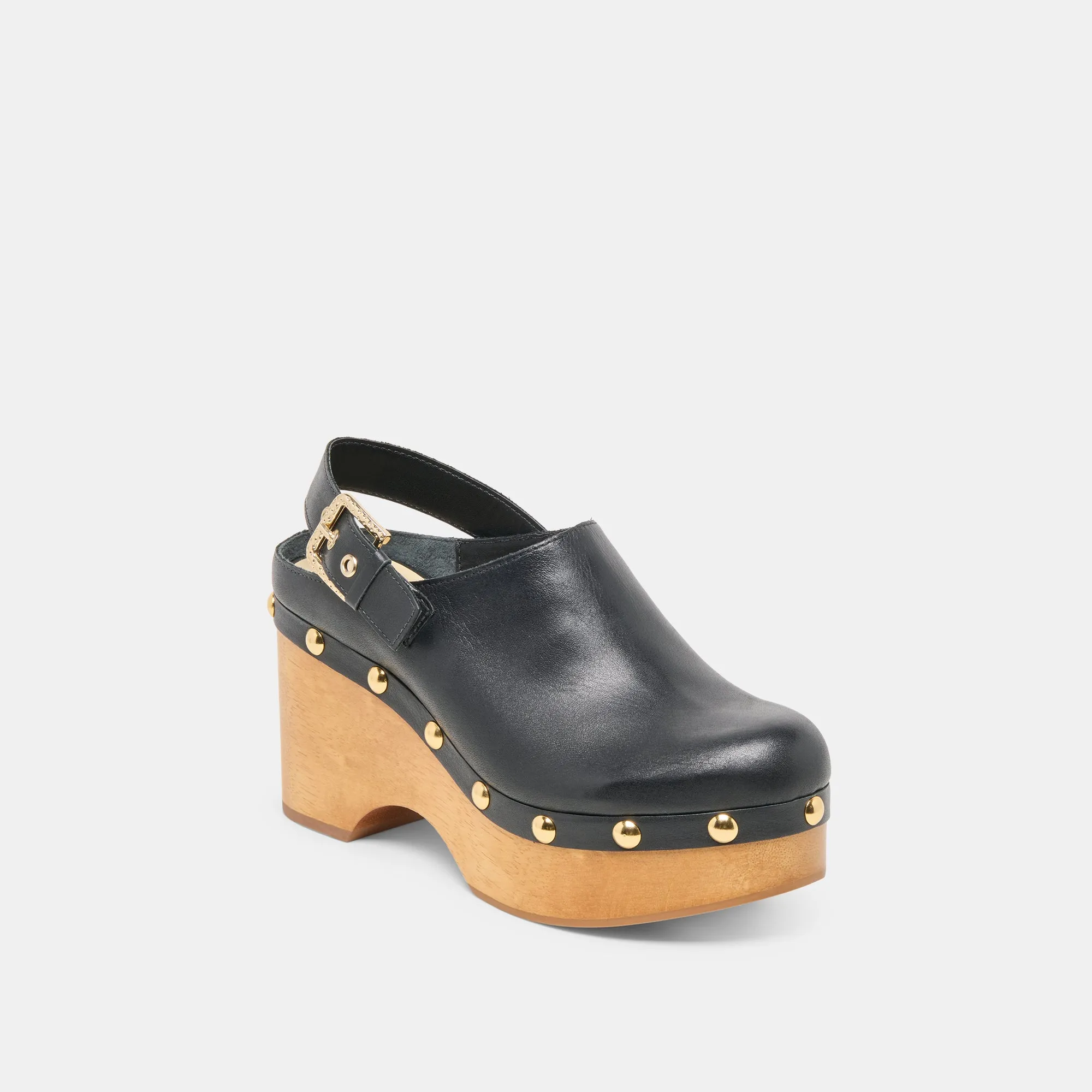 Floral Stilettos ADELAN CLOGS BLACK LEATHER