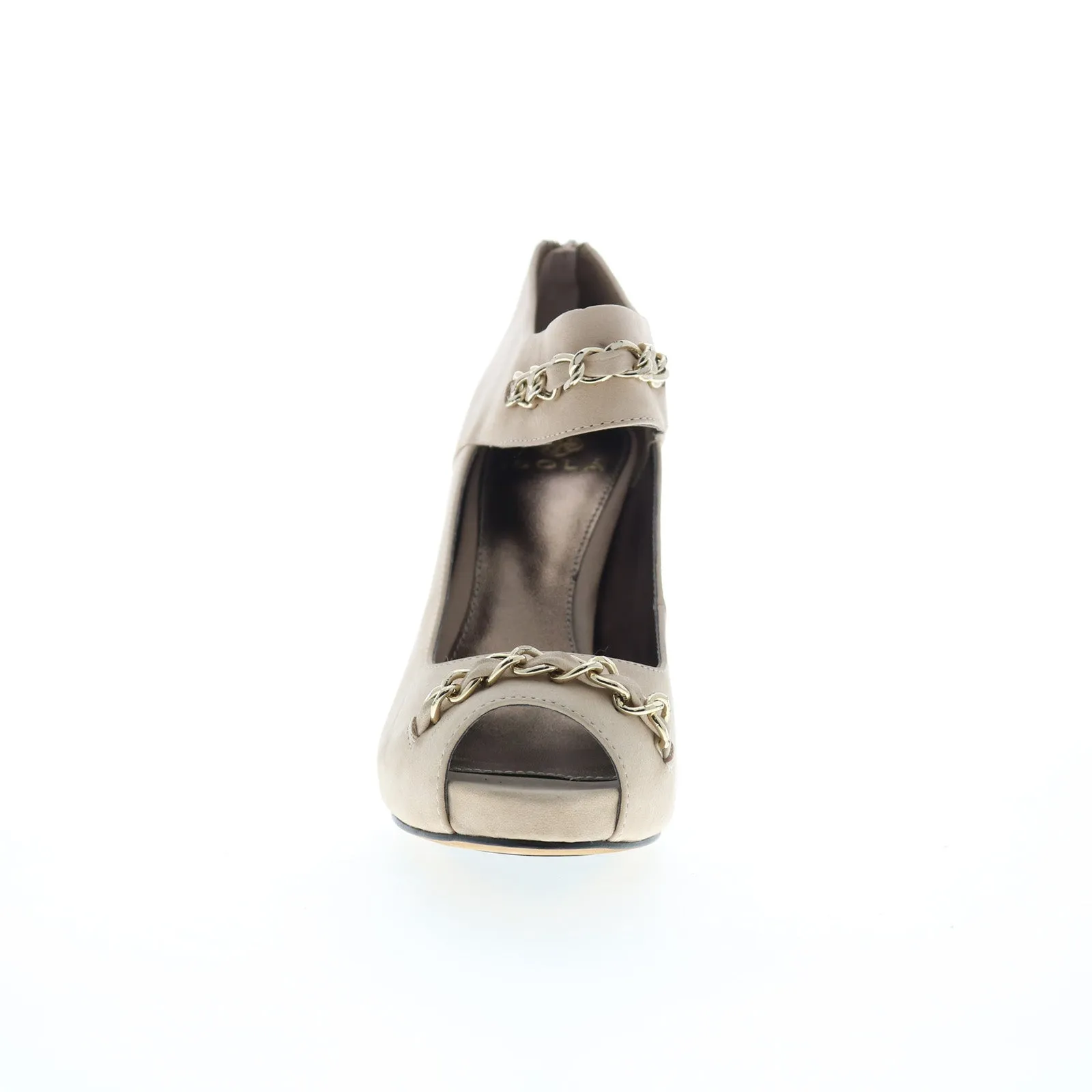 Bohemian Style Heels Isola Ciera 6208702 Womens Beige Leather Zipper Heels Pumps Shoes