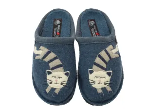 Haflinger Slippers Flair Choupette Cat Blue Synthetic Upper