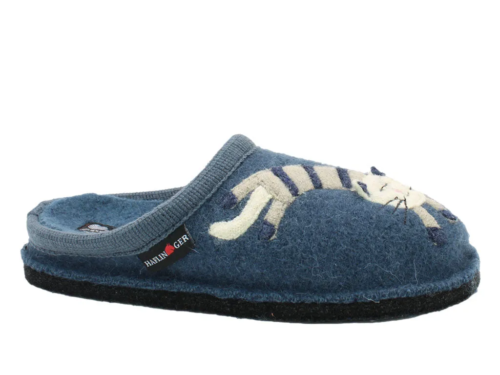 Haflinger Slippers Flair Choupette Cat Blue Daily Comfort