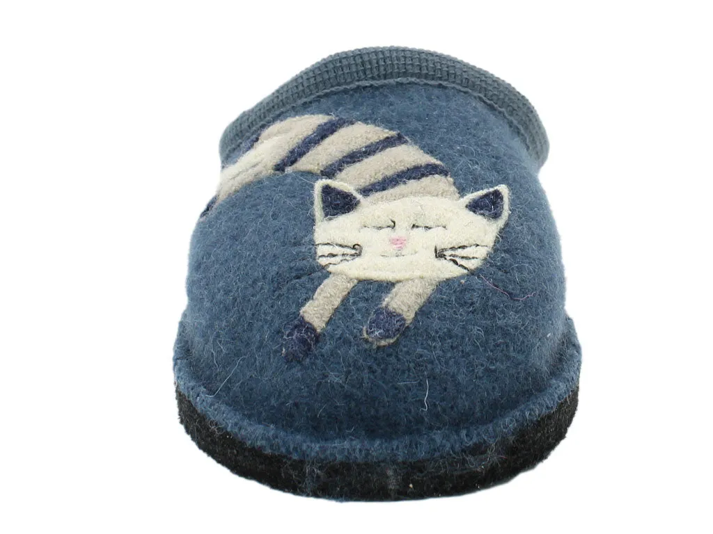 Haflinger Slippers Flair Choupette Cat Blue Grace Walk