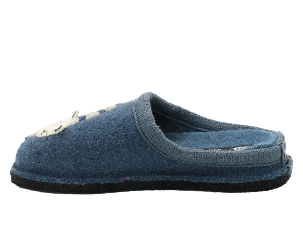 Haflinger Slippers Flair Choupette Cat Blue Shine Tone Wind Block