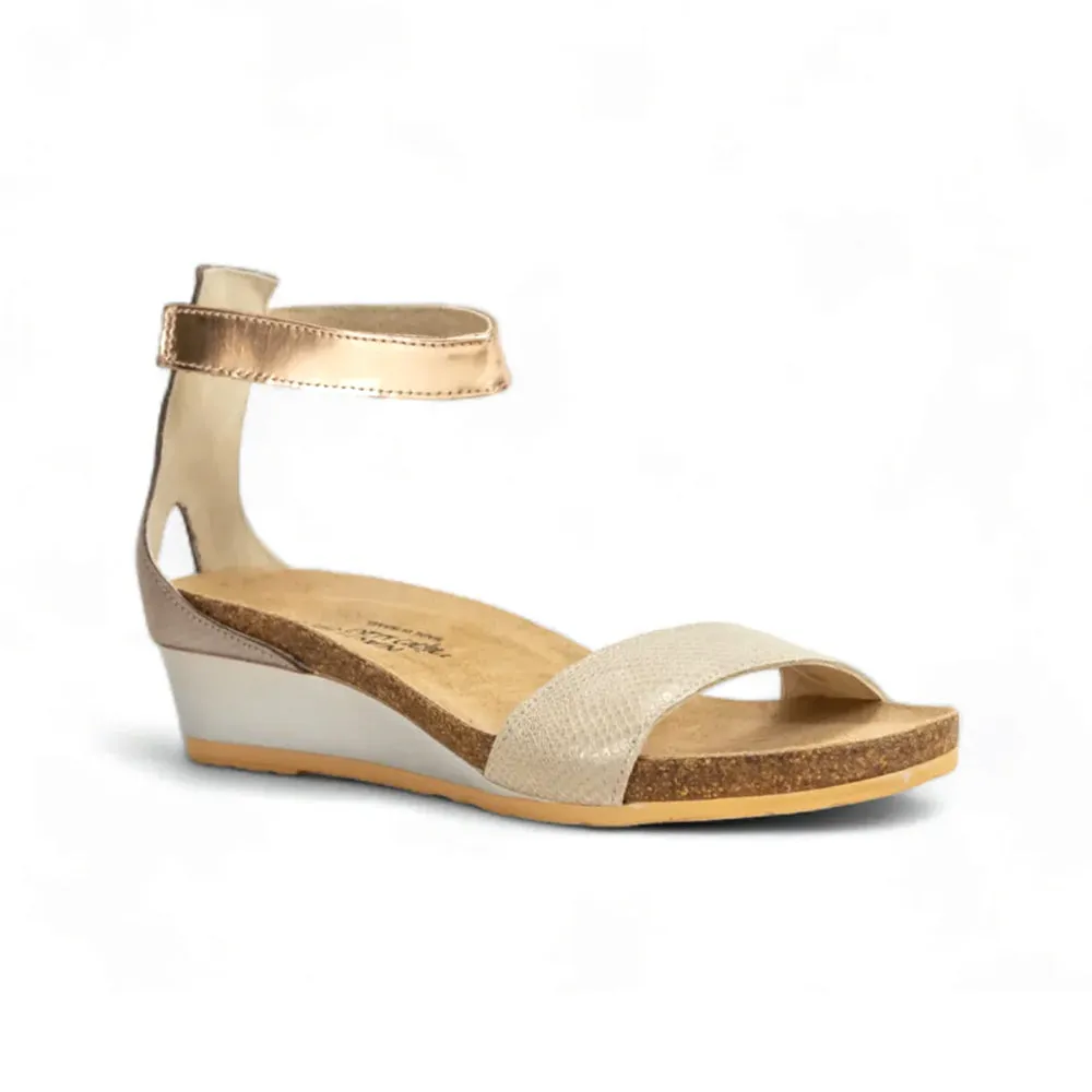 Agile Path Pixie Sandal (5016) -  Beige Lizard / Silver / Rose Gold