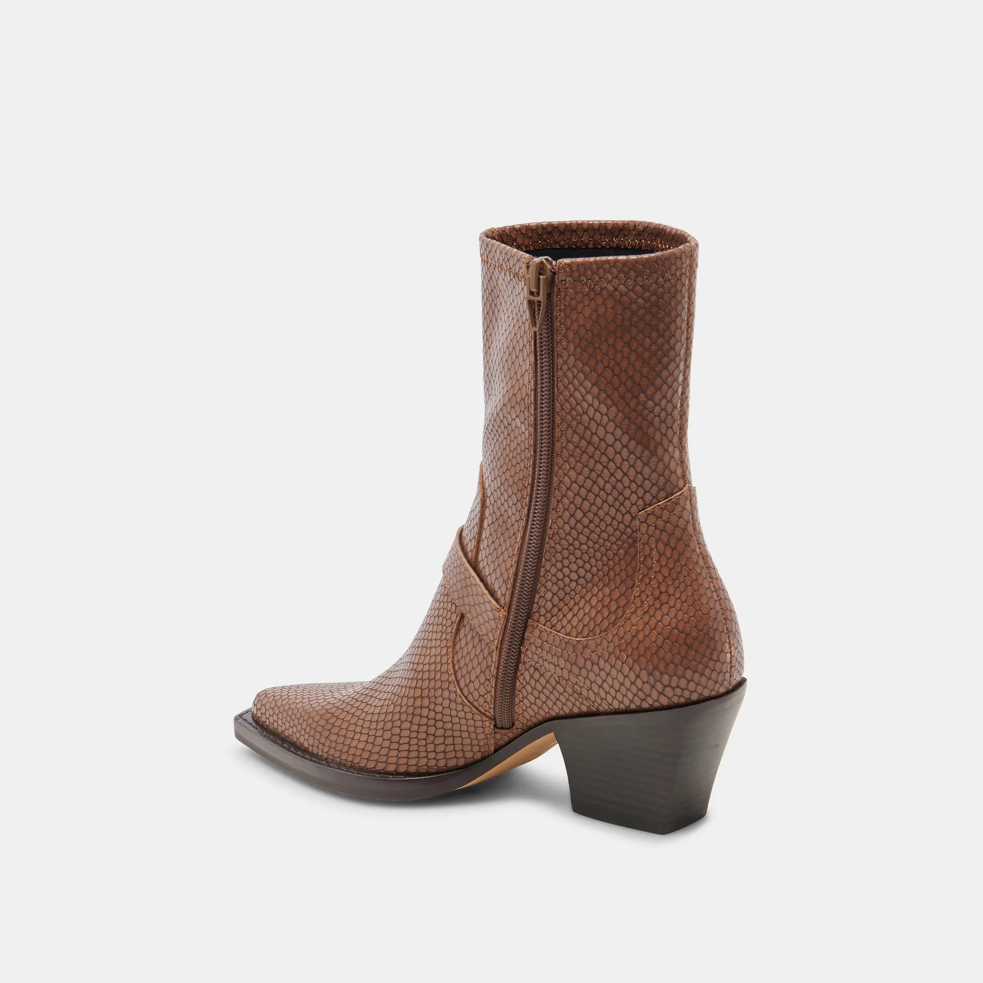 Easy Care RAVE WIDE CALF BOOTS SADDLE EMBOSSED LEATHER