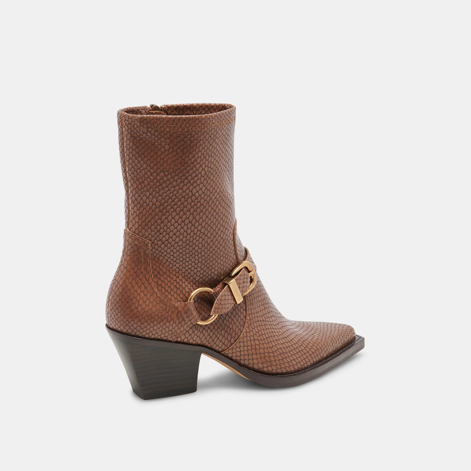 Protective Cushioning Padded collar RAVE WIDE CALF BOOTS SADDLE EMBOSSED LEATHER