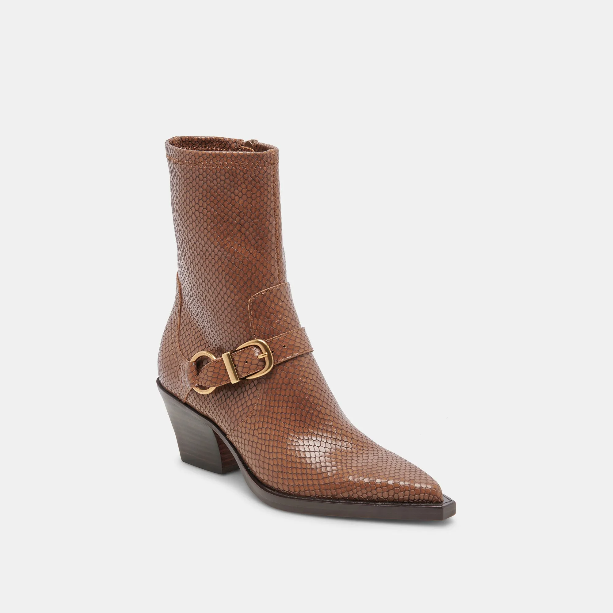 Urban Outfit Comfortable Balance RAVE WIDE CALF BOOTS SADDLE EMBOSSED LEATHER