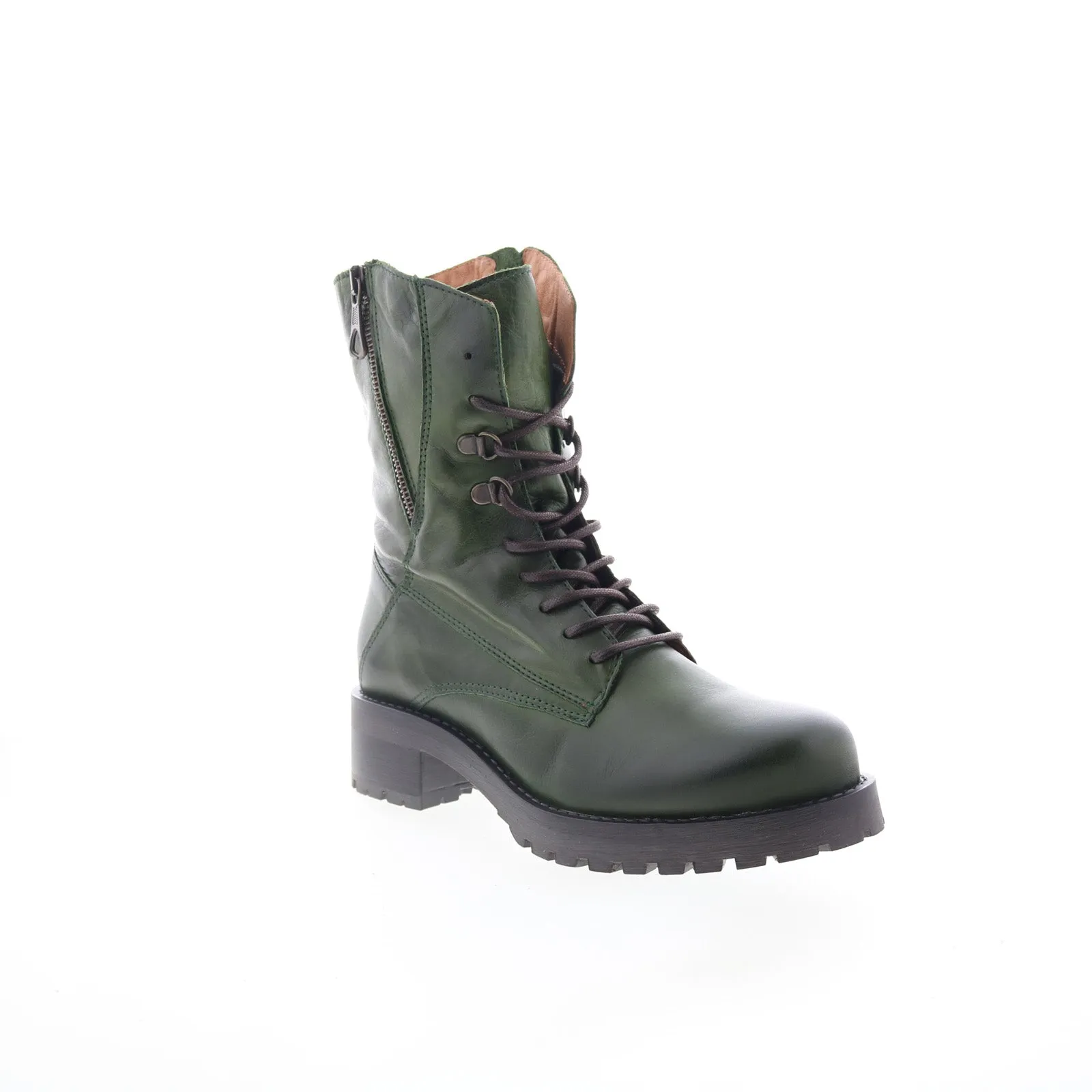Comfortable Straps Urban Everyday Miz Mooz Pandora Womens Green Leather Lace Up Casual Dress Boots