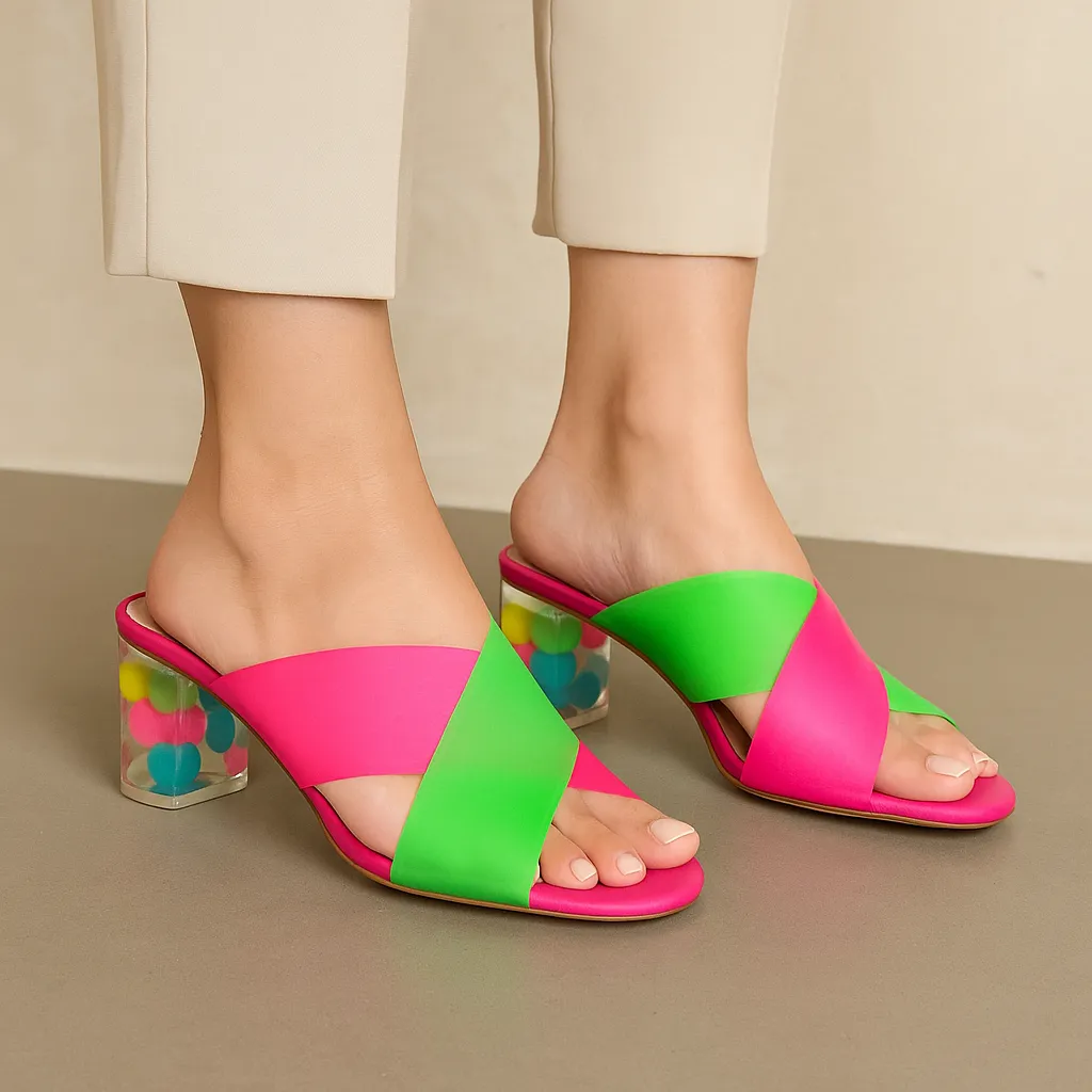 DJANGO & JUILETTE SHALIN HOT PINK LIME Wide toe box