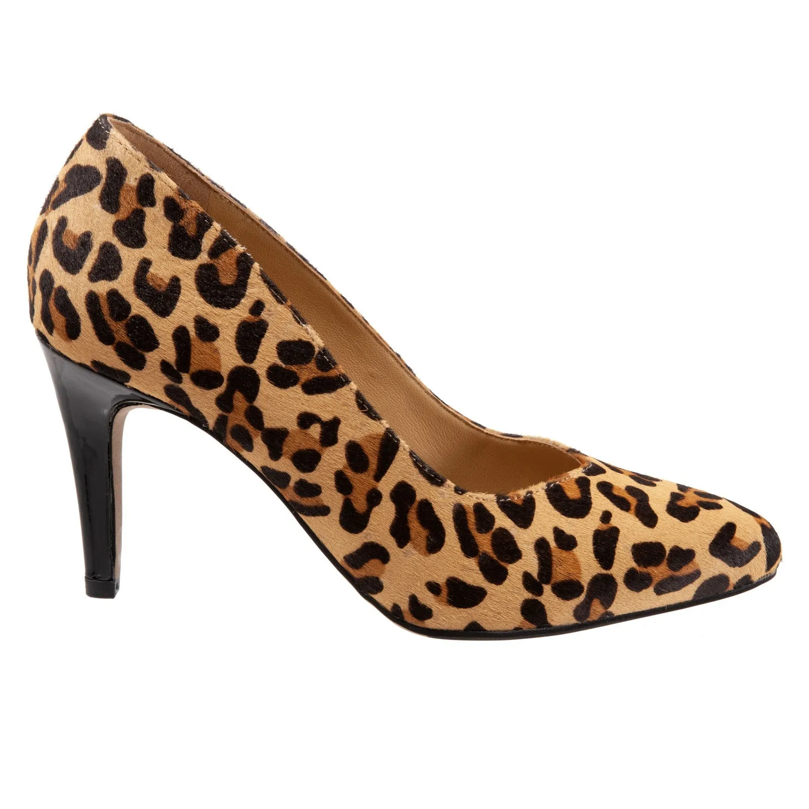 Trotters Angie T2050-287 Womens Brown Leather Slip On Pumps Heels Shoes Bejeweled Heels