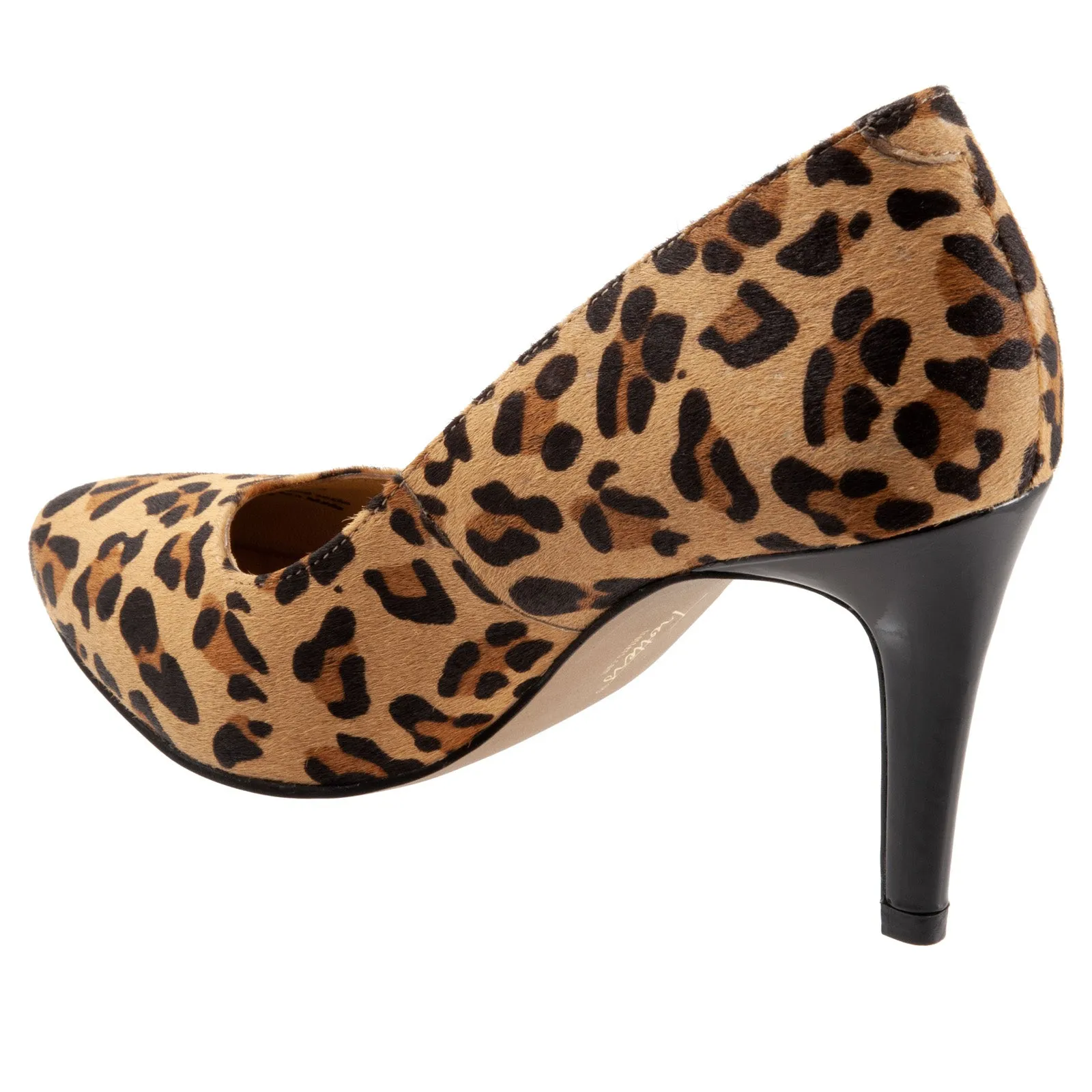 Comfortable Trotters Angie T2050-287 Womens Brown Leather Slip On Pumps Heels Shoes