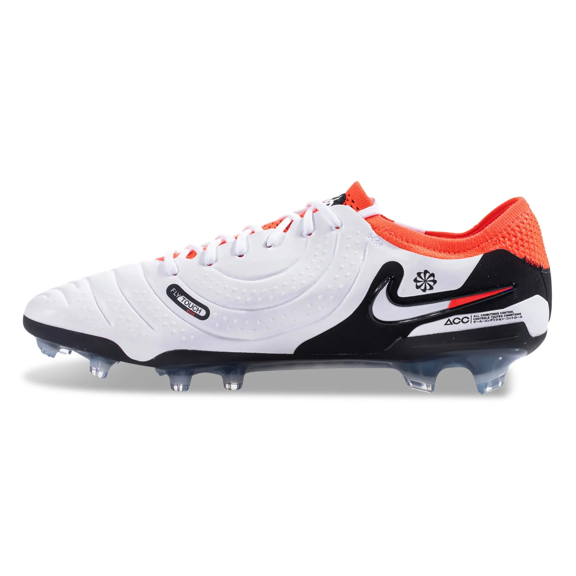 Sharp Traction Light Cushioning Nike Legend 10 Elite Firm Ground Soccer Cleats (White/Bright Crimson)