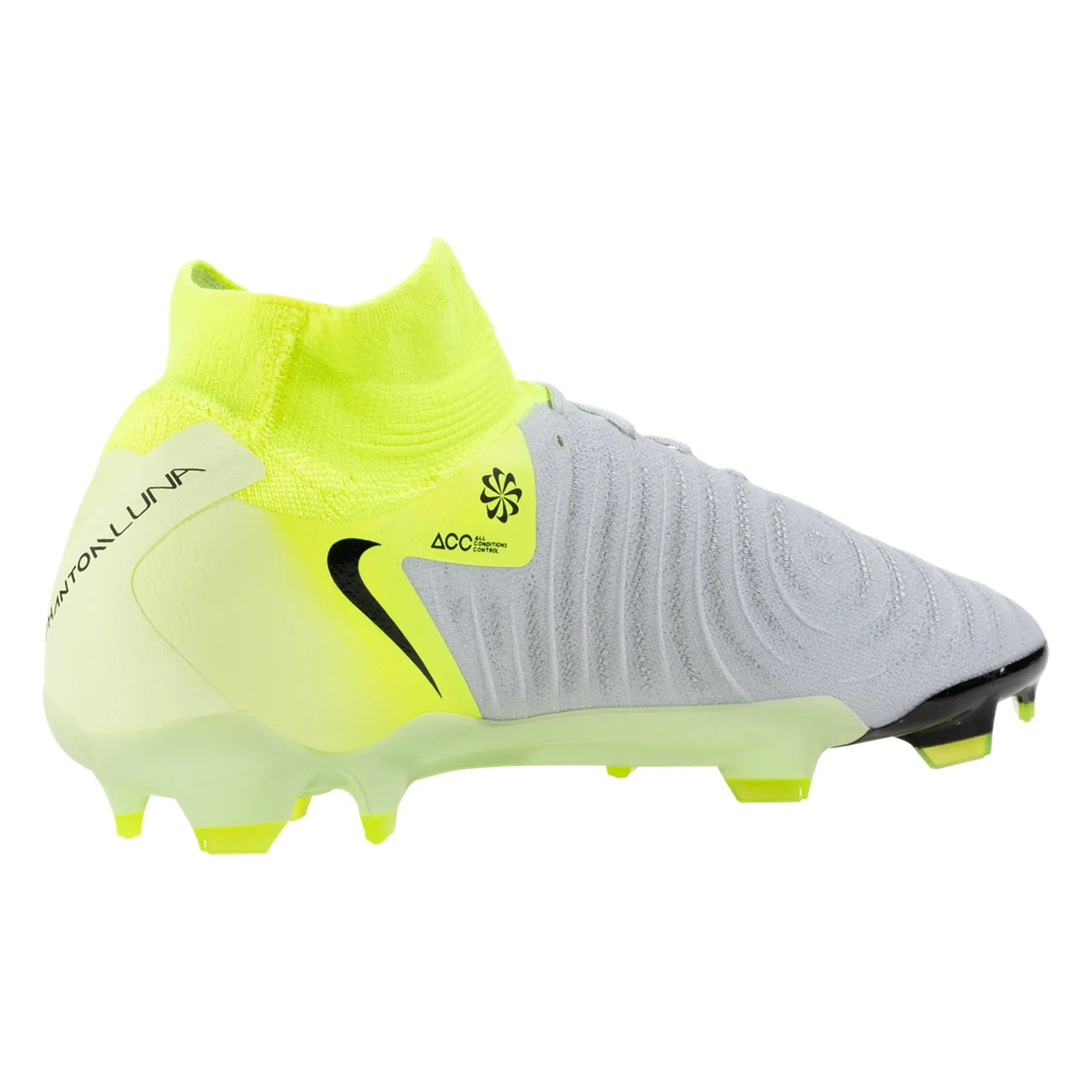 Soft Upper Nike Phantom Luna II Pro FG Soccer Cleats (Metallic Silver/Black-Volt)