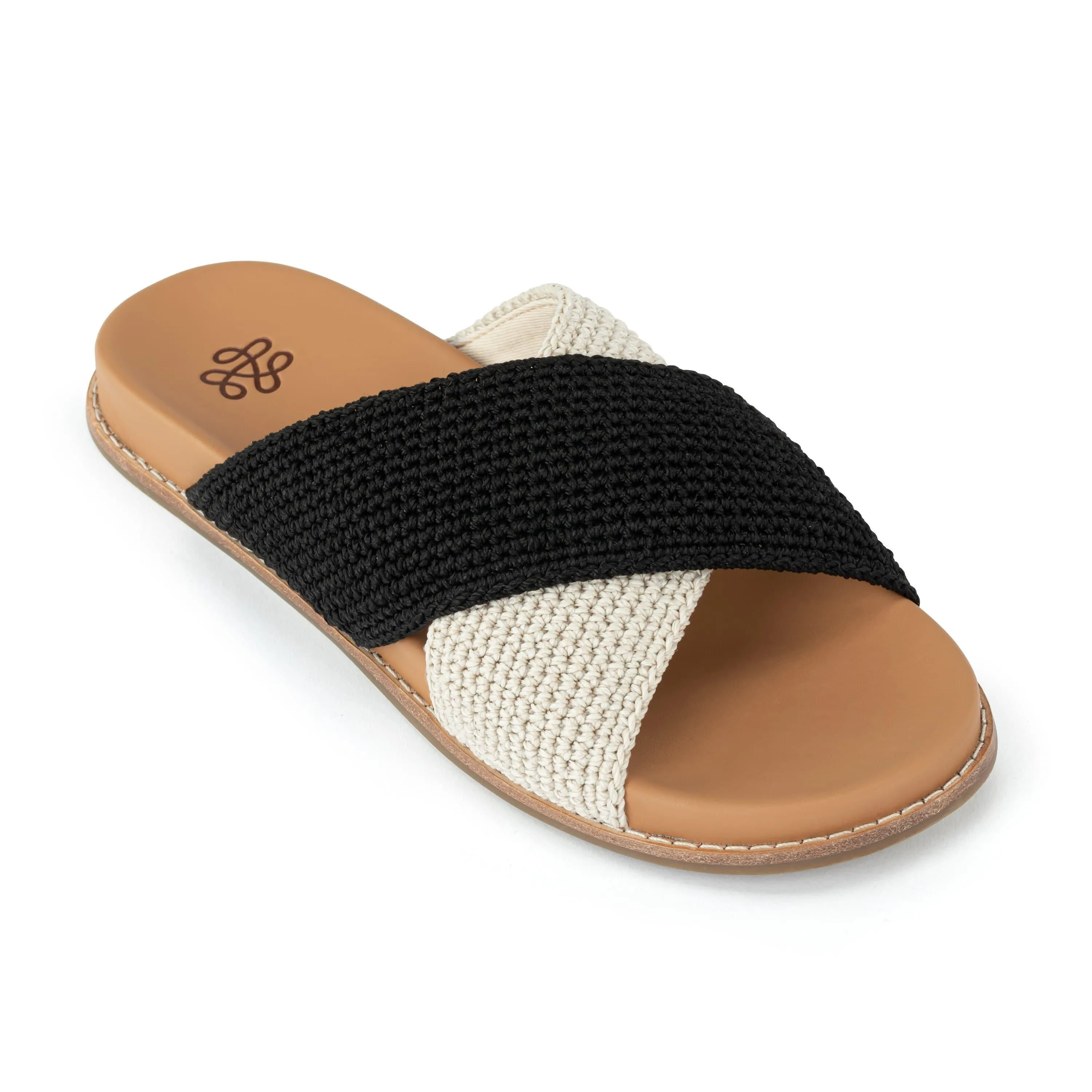 Carry Easy Penelope Sandal - Hand Crochet - Black Ecru Block