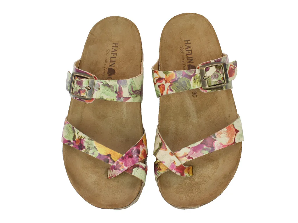 Clean Step Curve Hug Haflinger Sandals Juno Beige Flower