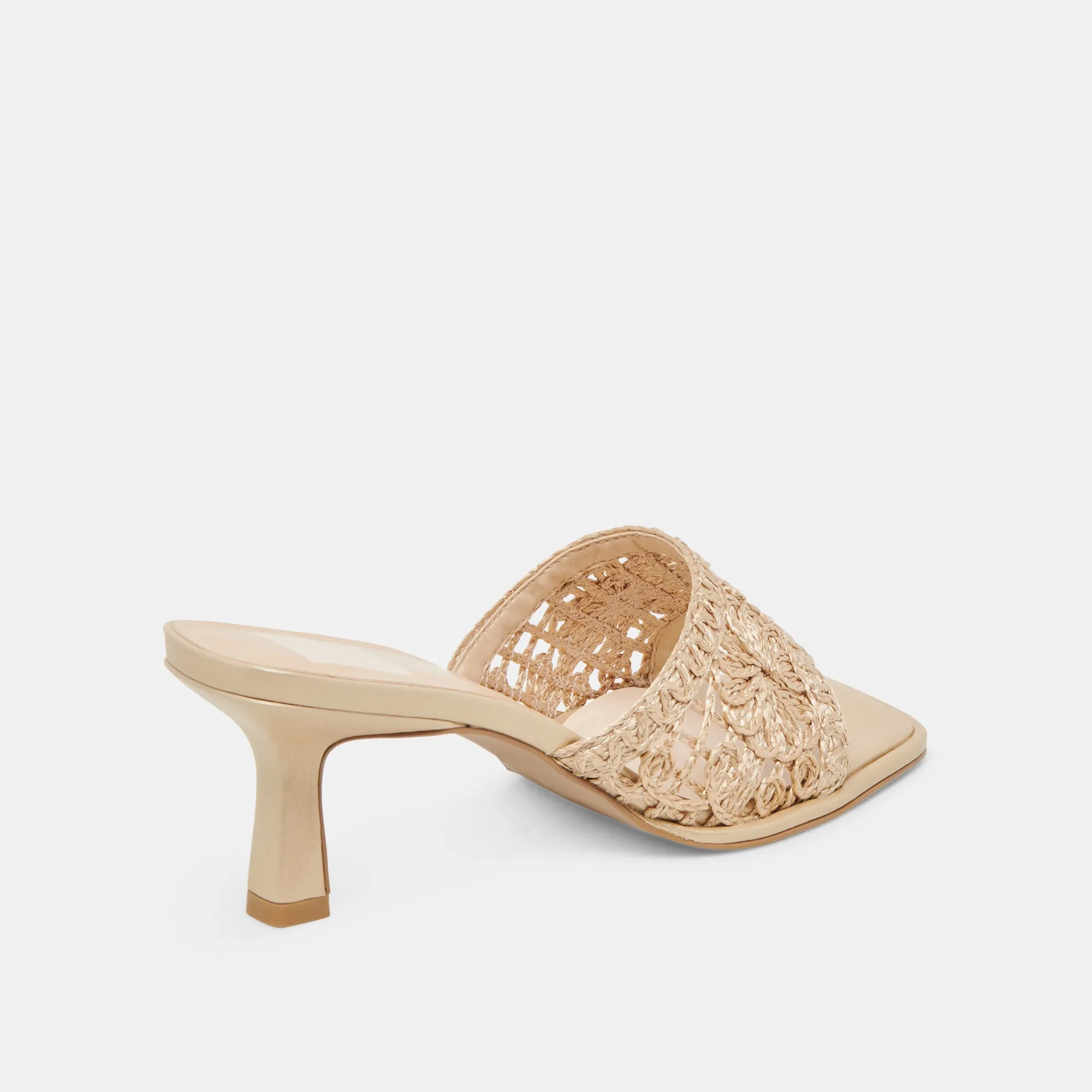 MAYLAH HEELS LIGHT GOLD MACRAME Low Top Style Comfortable Stiletto Sandals