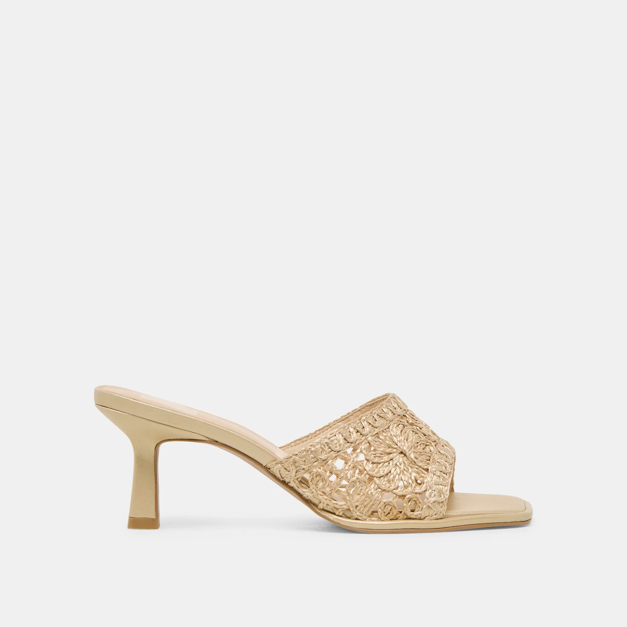 Strappy Heeled Sandals Statement Heels MAYLAH HEELS LIGHT GOLD MACRAME