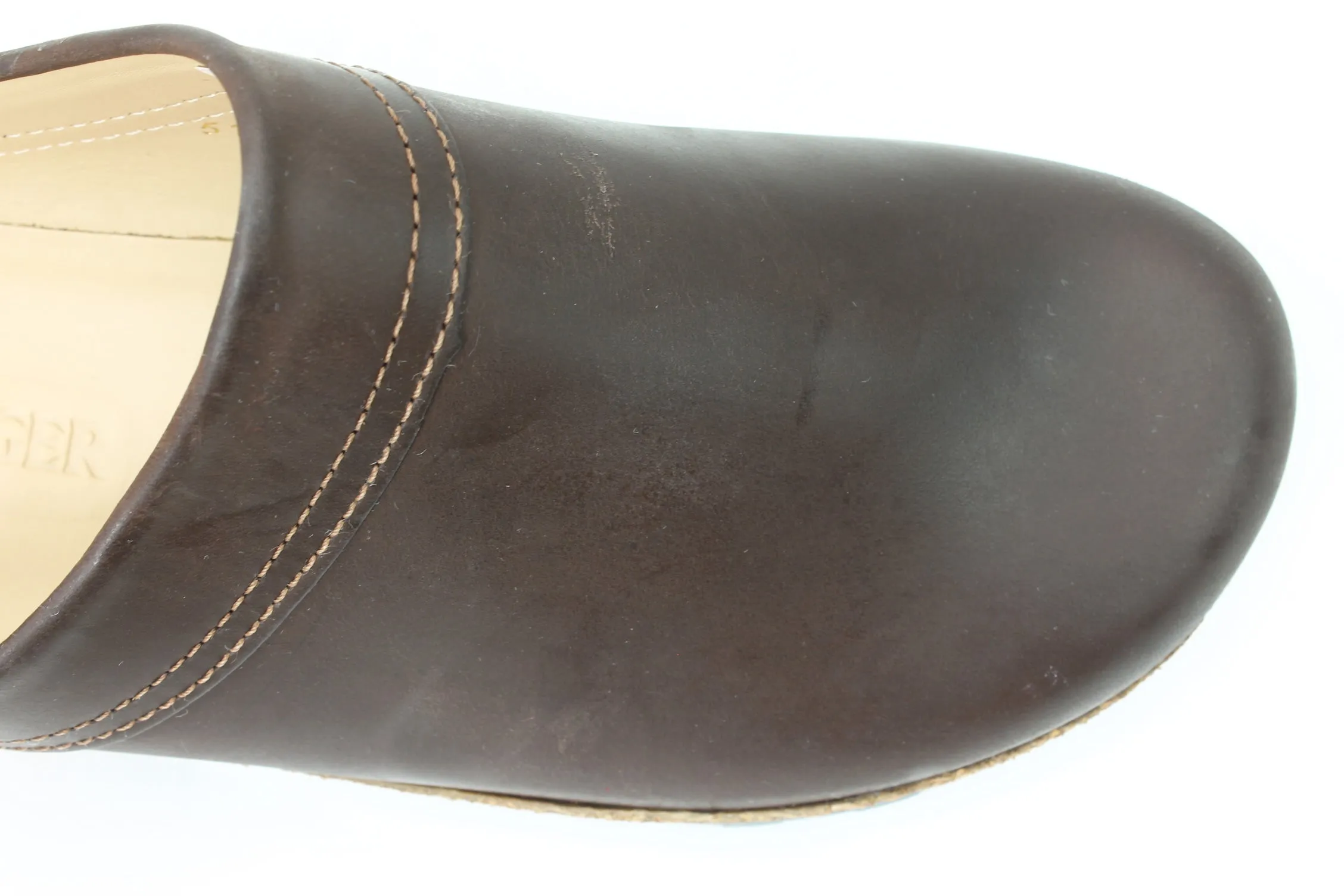 Haflinger Leather Clogs Malmo Brown 708 (Second Quality) Cushioned heel Vital Step
