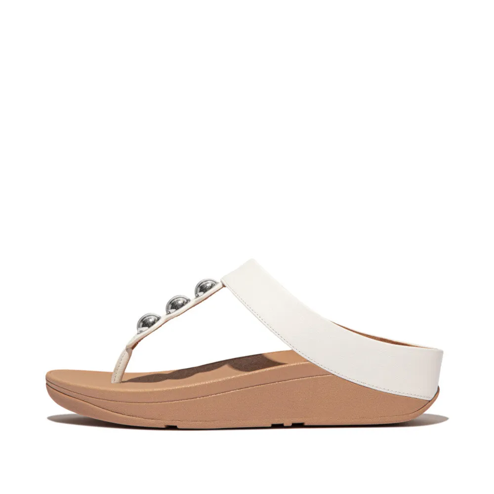 FitFlop Fino Mirror-Dome Leather Toe-Post Swim Edge