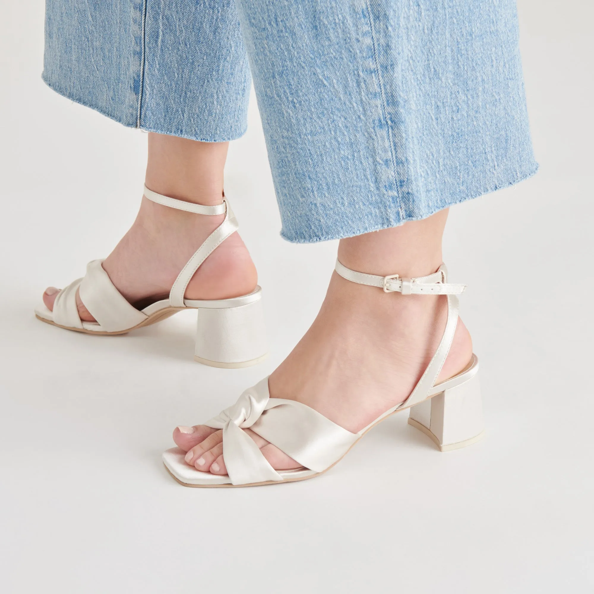 BRENNA HEELS IVORY SATIN Slip Resistant