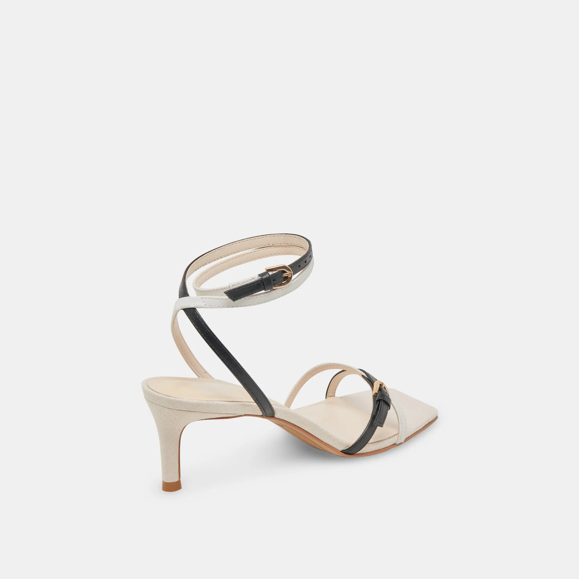BAMBY HEELS WHITE BLACK LEATHER Wide toe box