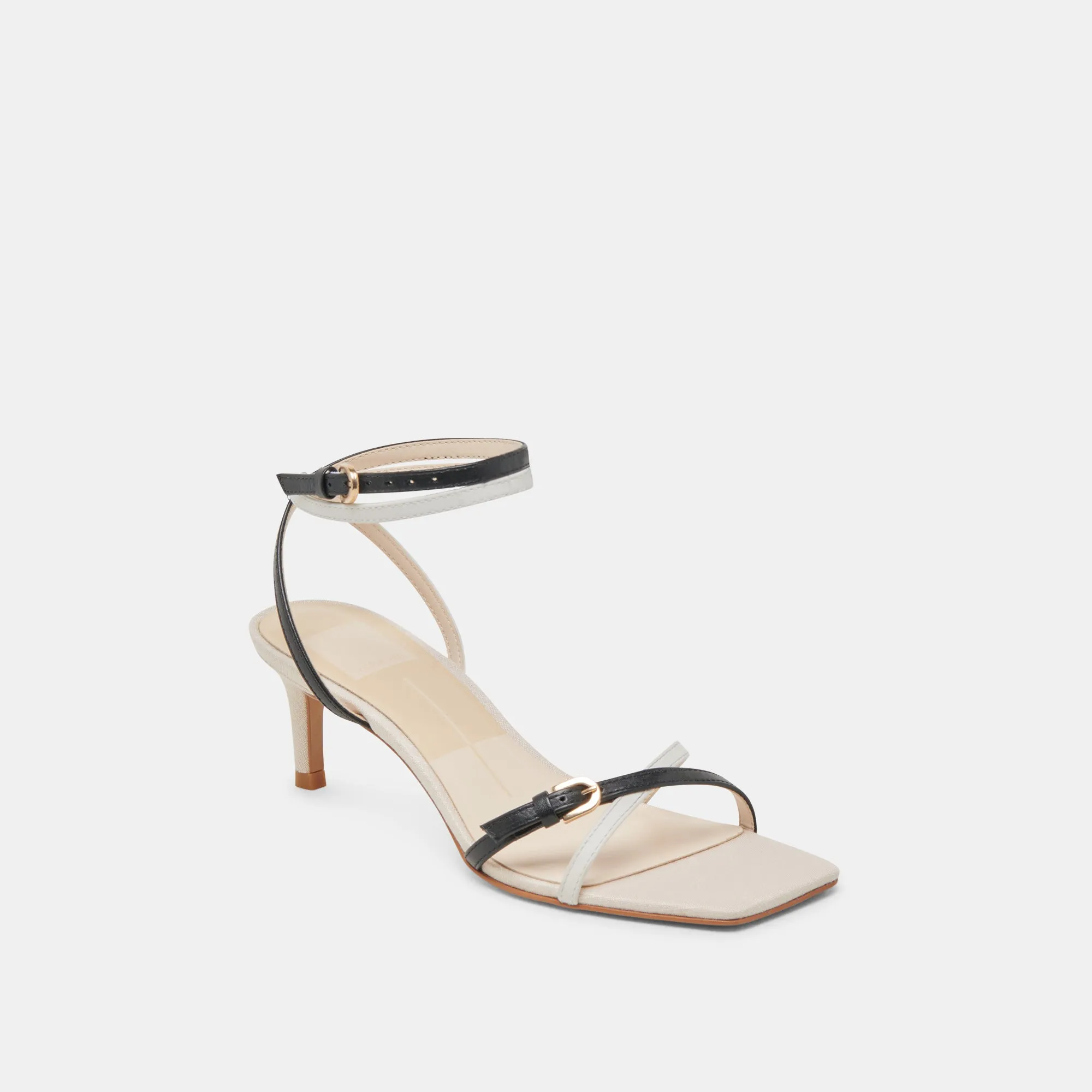 BAMBY HEELS WHITE BLACK LEATHER Evening Heels