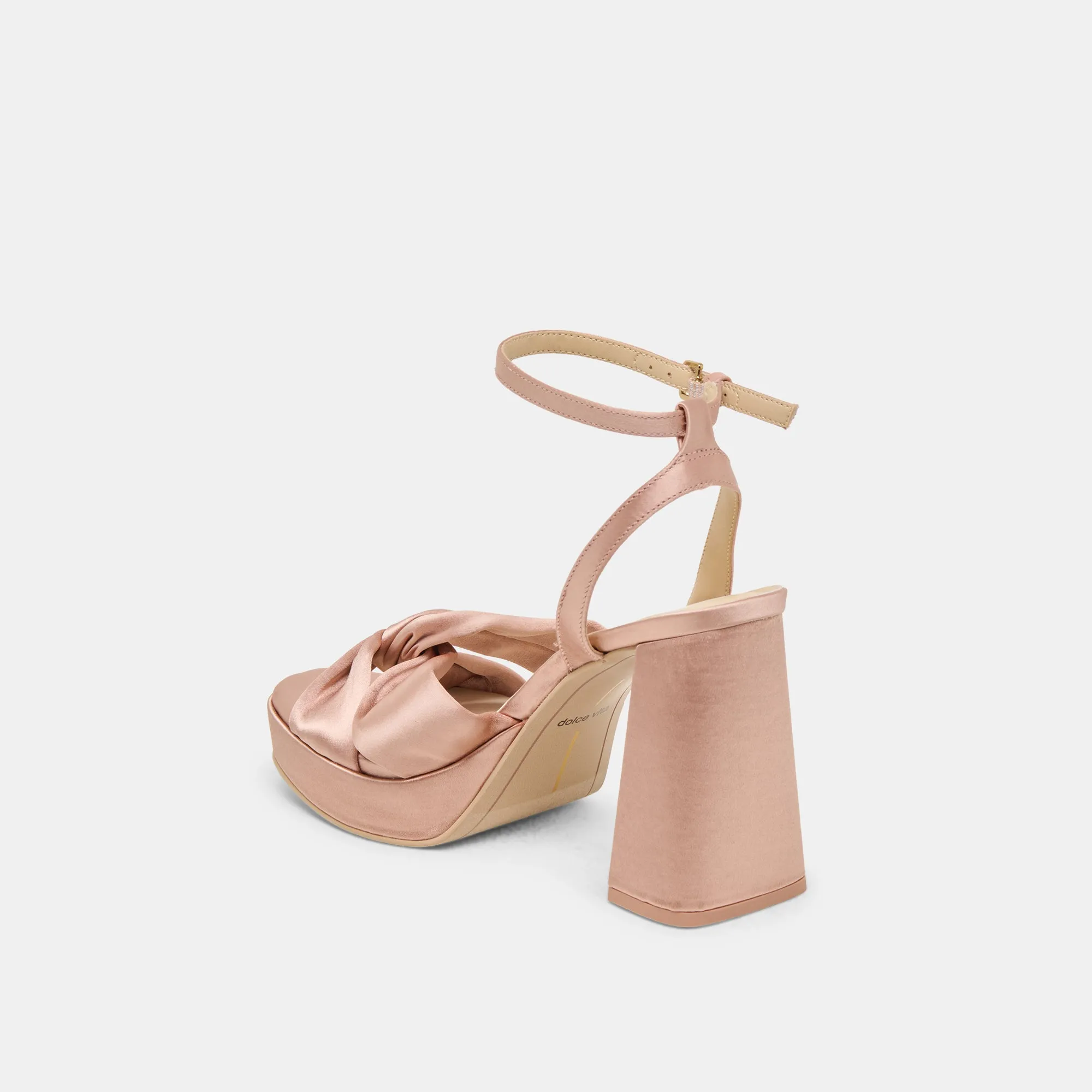 Elegant Platform Sandals Comfortable Straps PARLO HEELS BLUSH SATIN