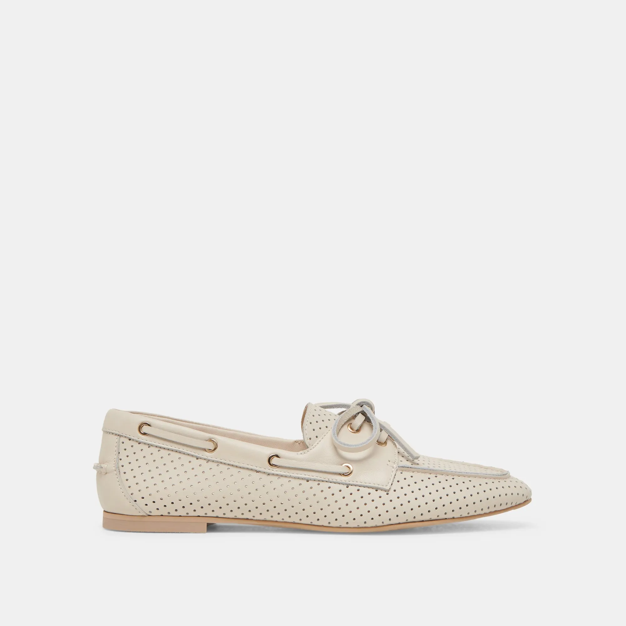 LAKIN LOAFERS IVORY PERFORATED LEATHER Elastic