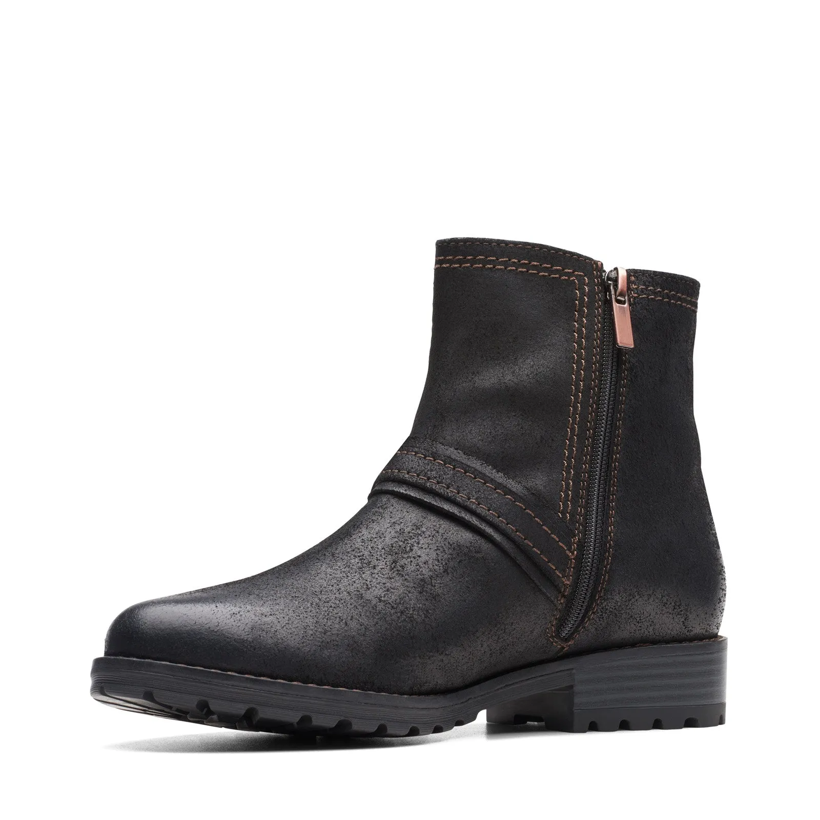 Clarks Aspra Buckle 26174952 Womens Black Suede Zipper Casual Dress Boots Rugged And Durable