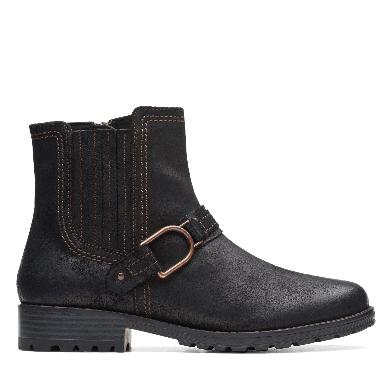 Clarks Aspra Buckle 26174952 Womens Black Suede Zipper Casual Dress Boots Supportive Build