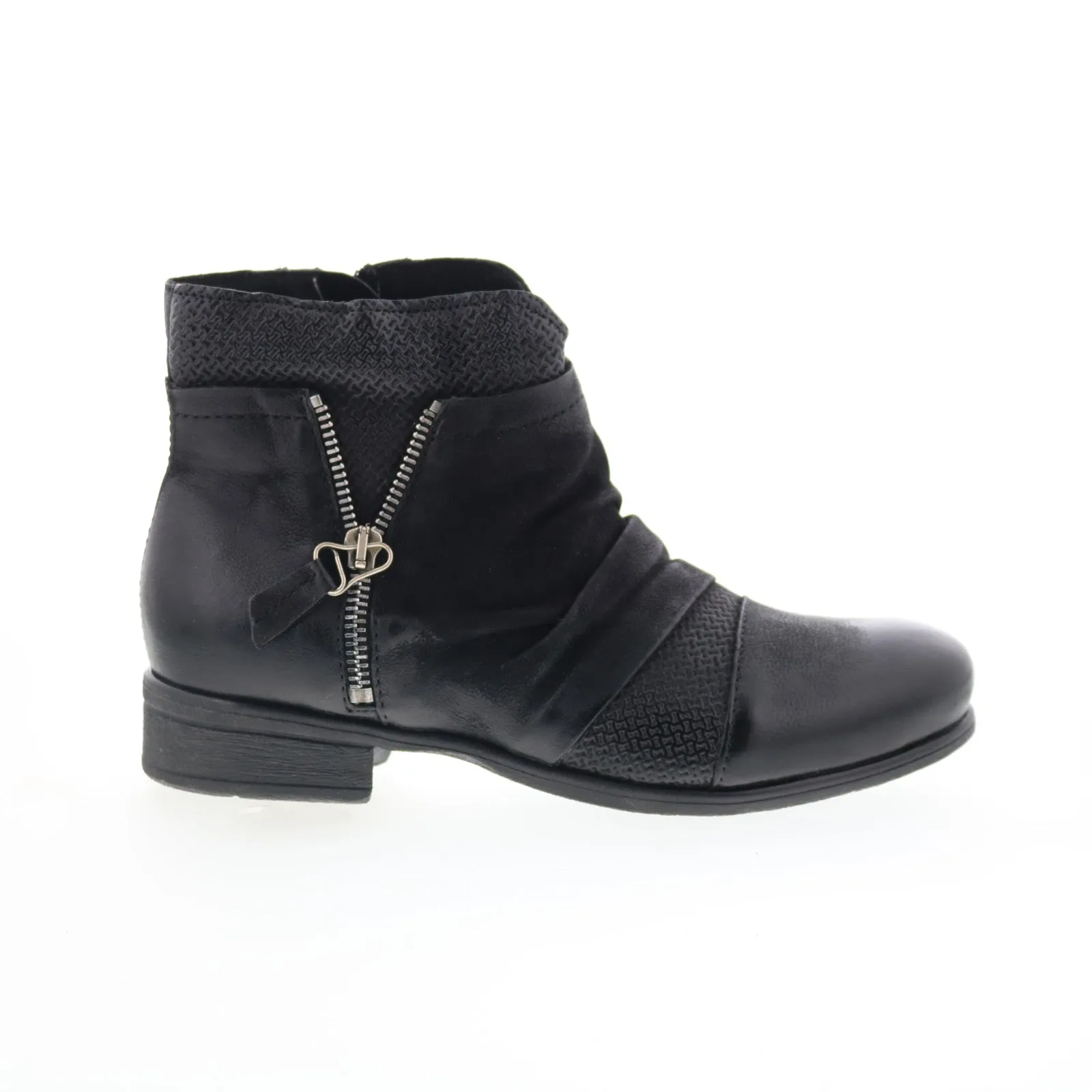 Durable Comfort Sleek Fit Miz Mooz Sunny-QVC Womens Black Leather Zipper Ankle & Booties Boots