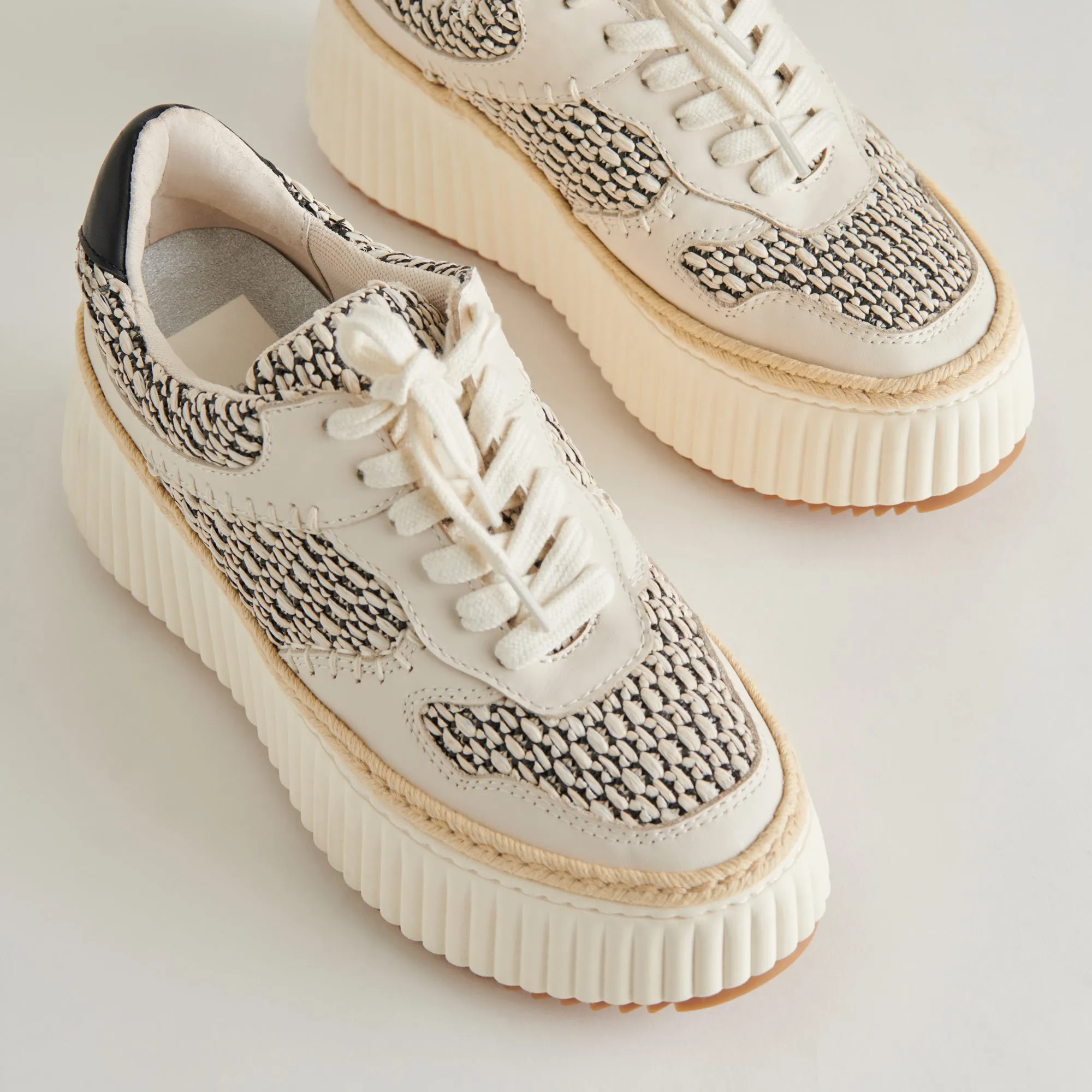 DANDI SNEAKERS BLACK NATURAL RAFFIA Outdoor Ready