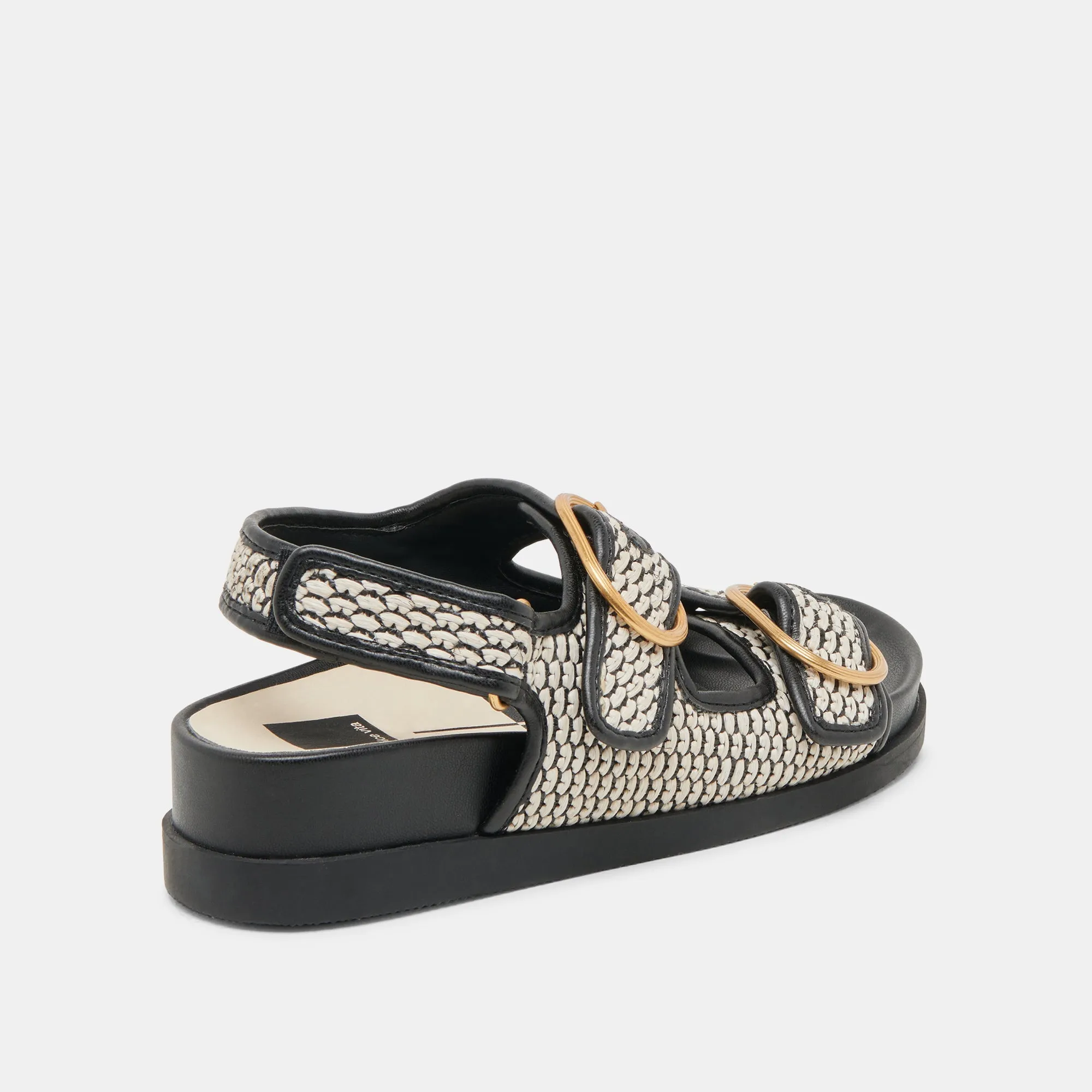 STARLA SANDALS BLACK NATURAL RAFFIA Fringe Swing Versatile Outdoor Style