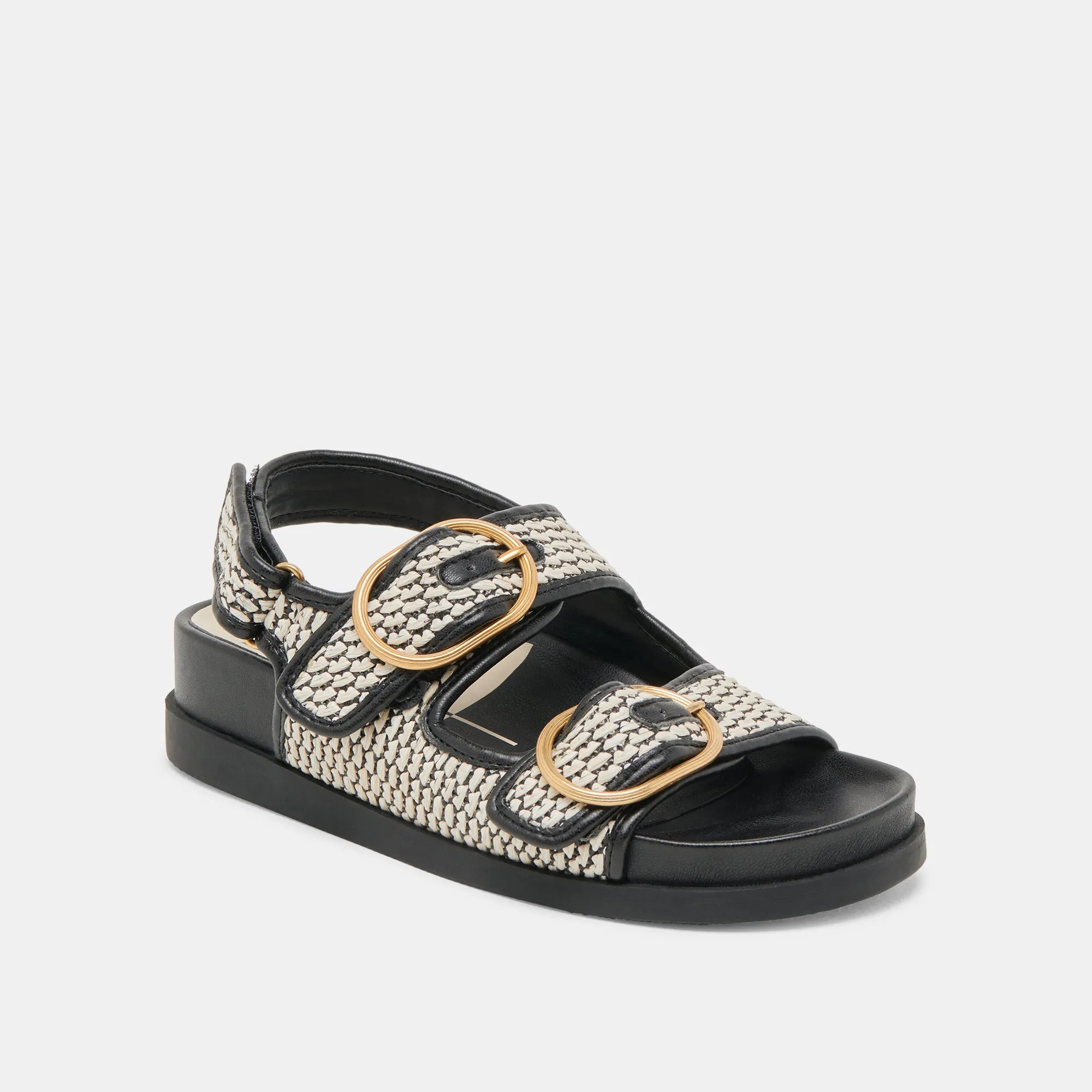 STARLA SANDALS BLACK NATURAL RAFFIA Off Duty Street Casual