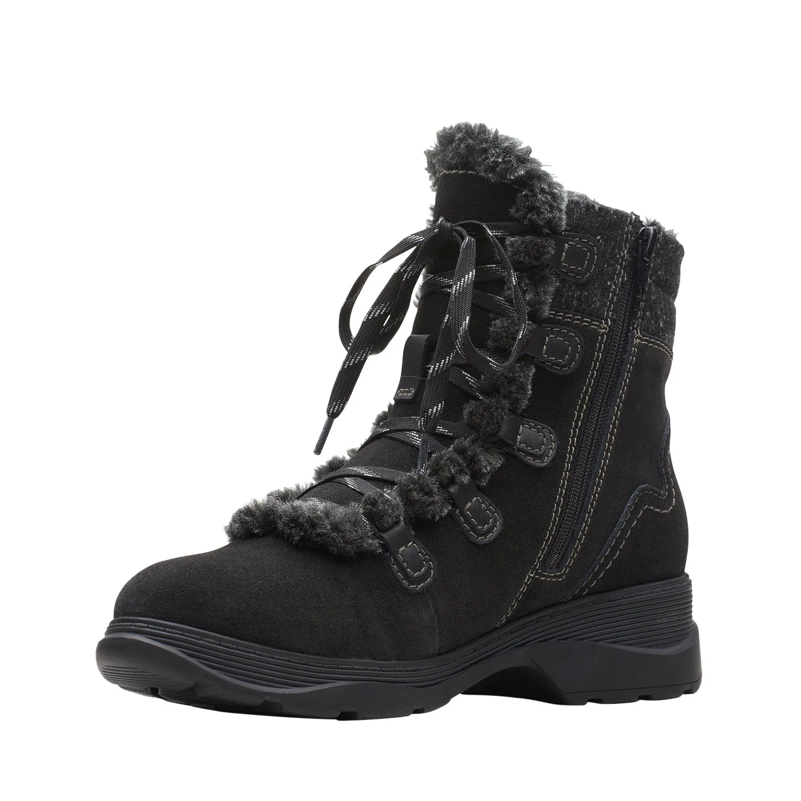 Outdoor Look Clarks Aveleigh Edge 26163926 Womens Black Suede Lace Up Casual Dress Boots