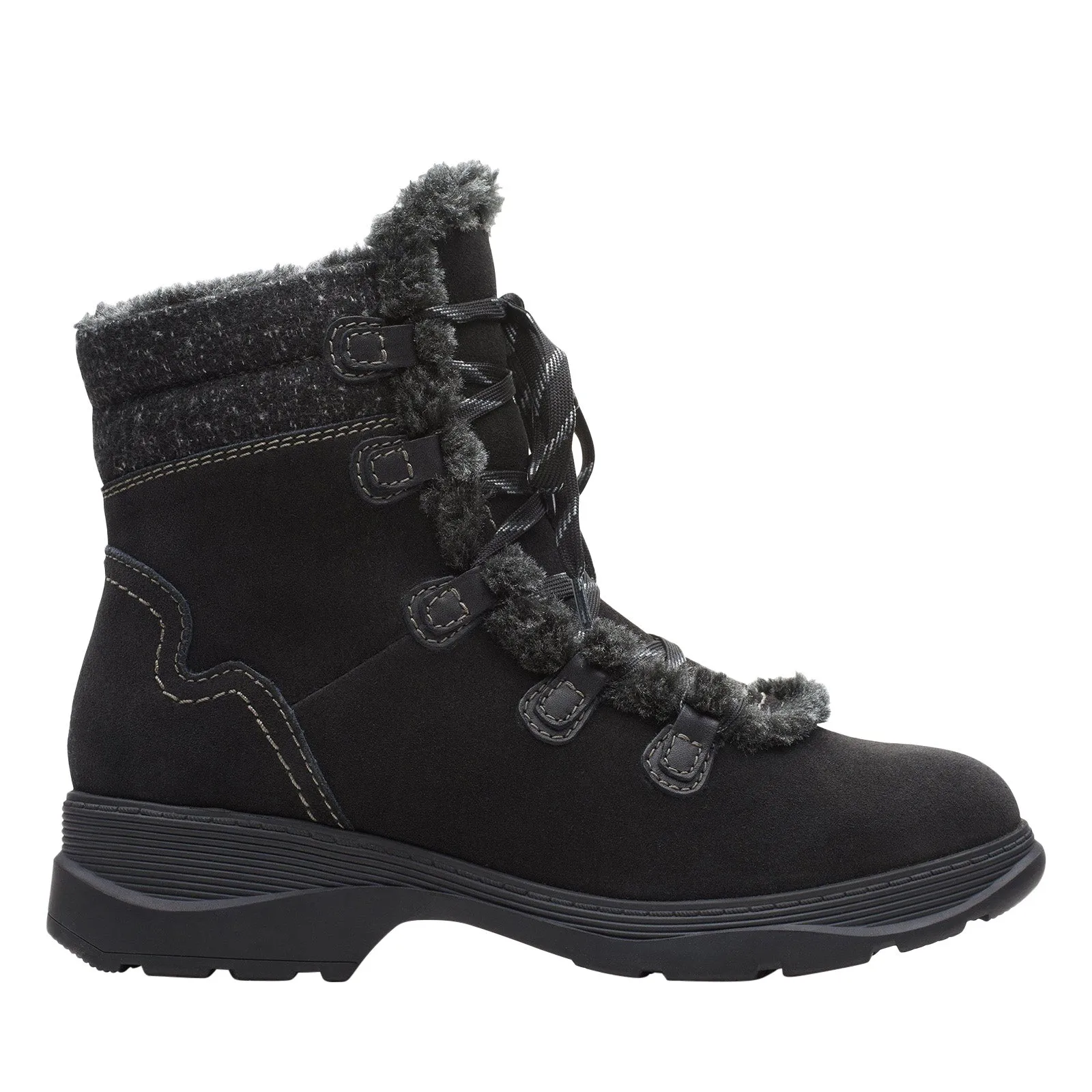 Comfortable Posture athlete Clarks Aveleigh Edge 26163926 Womens Black Suede Lace Up Casual Dress Boots