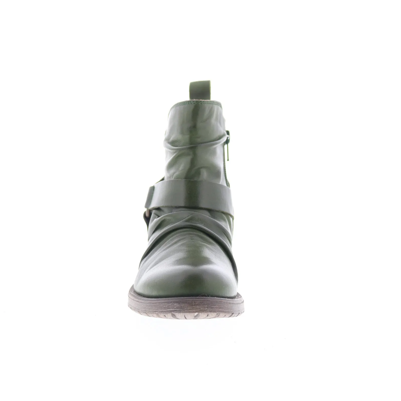 Miz Mooz Paolo Womens Green Leather Zipper Ankle & Booties Boots Durable Layer Cushioned Support